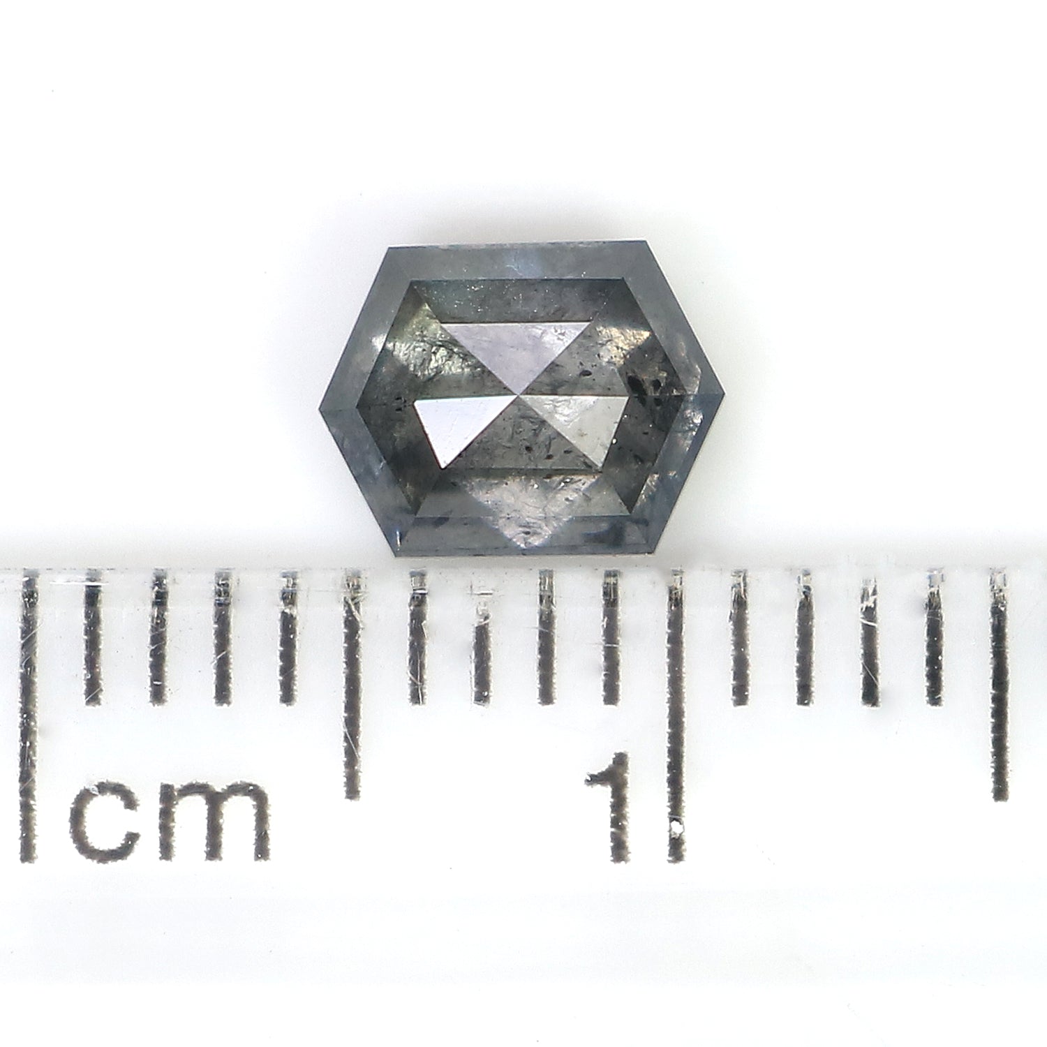 0.78 CT Natural Loose Hexagon Shape Diamond Salt And Pepper Hexagon Cut Diamond 6.30 MM Natural Black Grey Hexagon Rose Cut Diamond QL1403