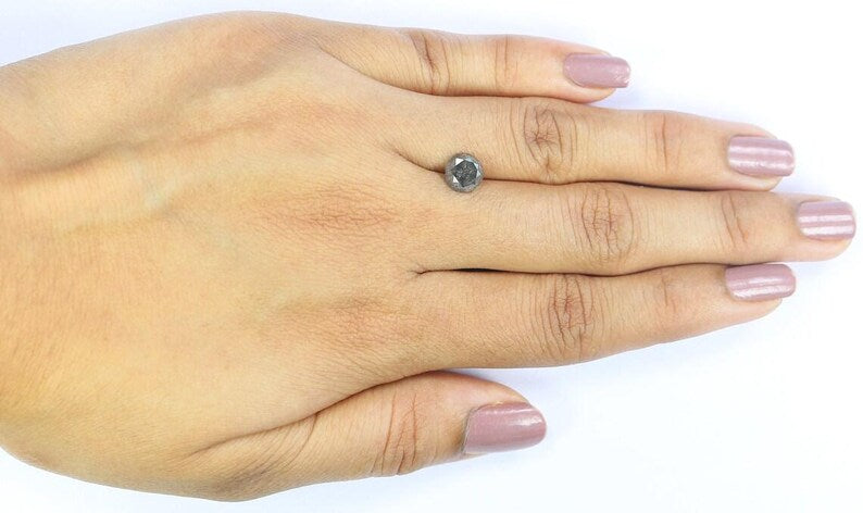 1.47 CT Natural Loose Round Shape Diamond Salt And Pepper Round Diamond 6.40 MM Natural Black Gray Color Round Brilliant Cut Diamond QN9377