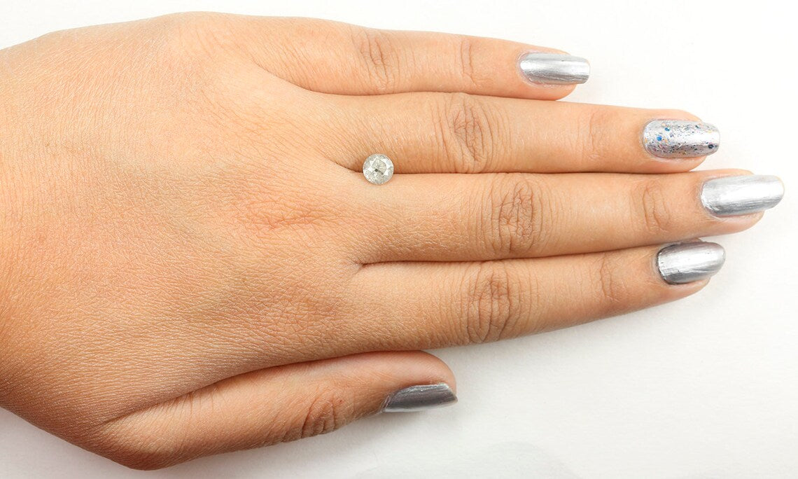 0.81 Ct Natural Loose Diamond Round Milky Grey Color 5.75 MM N487