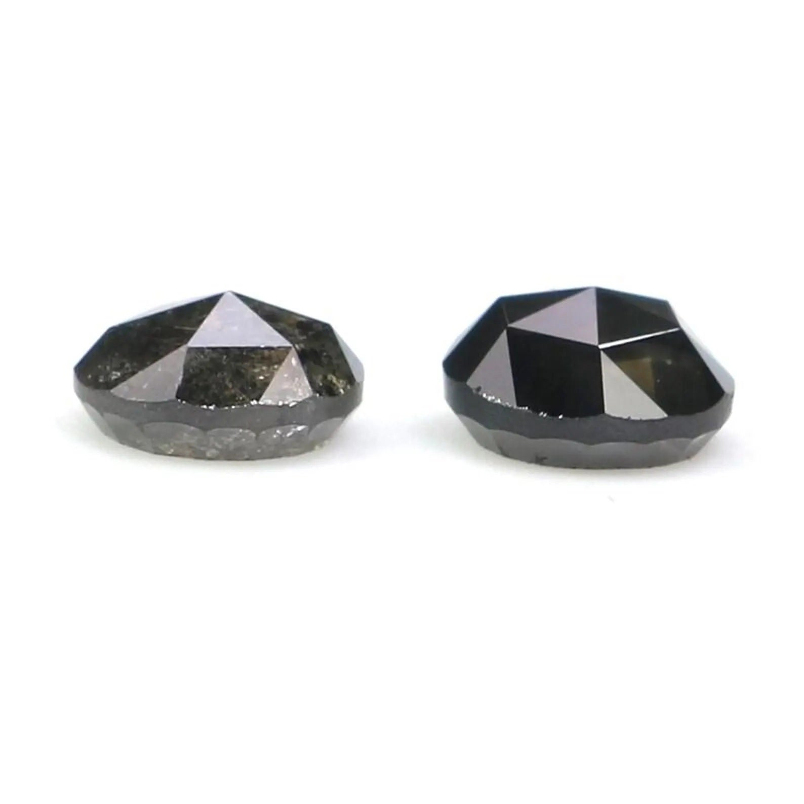 0.74 Ct Natural Loose Round Shape Pair Diamond Salt And Pepper Round Diamond 4.40 MM Natural Black Gray Color Round Rose Cut Diamond NQ2342