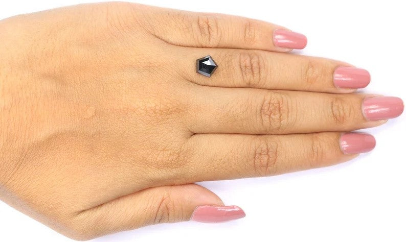 2.10 CT Natural Loose Pentagon Shape Diamond Black Color Pentagon Shape Diamond 7.55 MM Natural Loose Diamond Black Pentagon Diamond NQ526