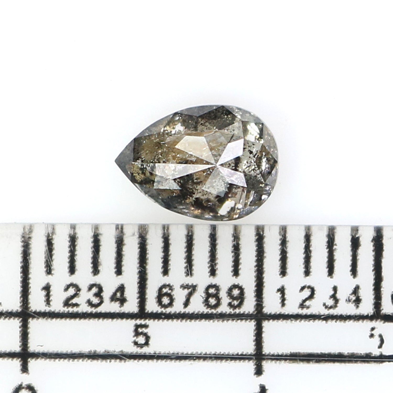 0.85 CT Natural Loose Pear Shape Diamond Salt And Pepper Pear Rose Cut Diamond 7.05 MM Natural Black Grey Color Pear Shape Diamond QL2866