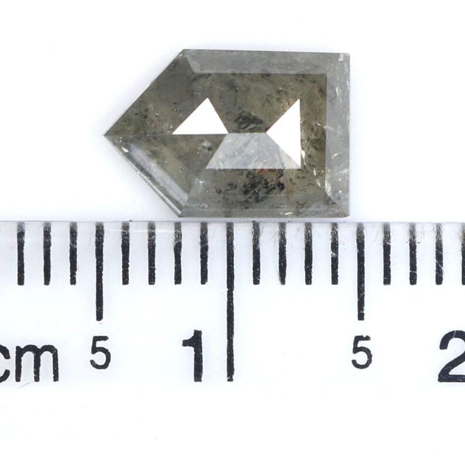1.87 CT Natural Loose Shield Shape Diamond Salt And Pepper Shield Diamond 9.65 MM Natural Black Grey Color Shield Rose Cut Diamond NQ9321