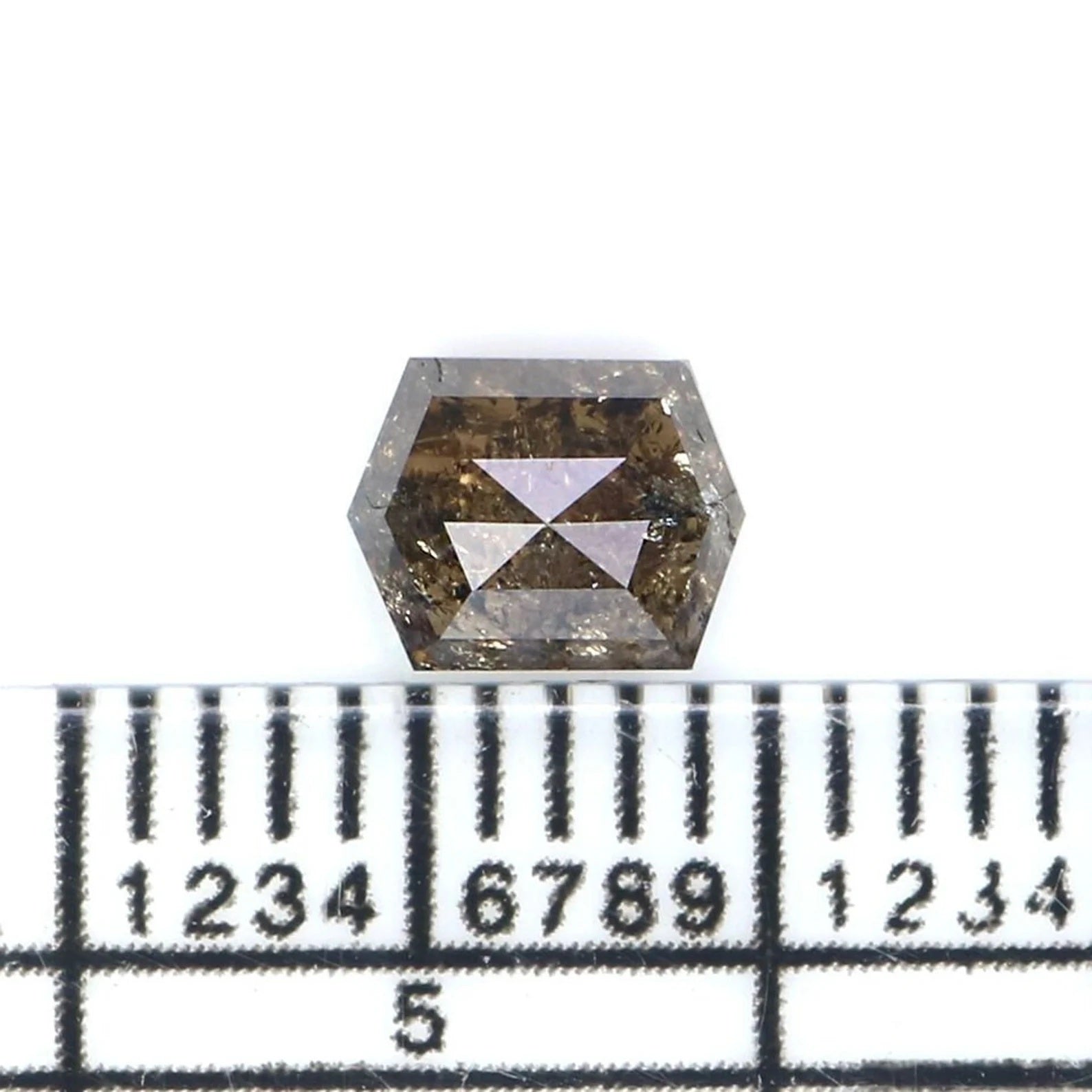 0.68 CT Natural Loose Hexagon Shape Diamond Brown Color Hexagon Diamond 5.75 MM Natural Loose Diamond Hexagon Shape Rose Cut Diamond QN2199