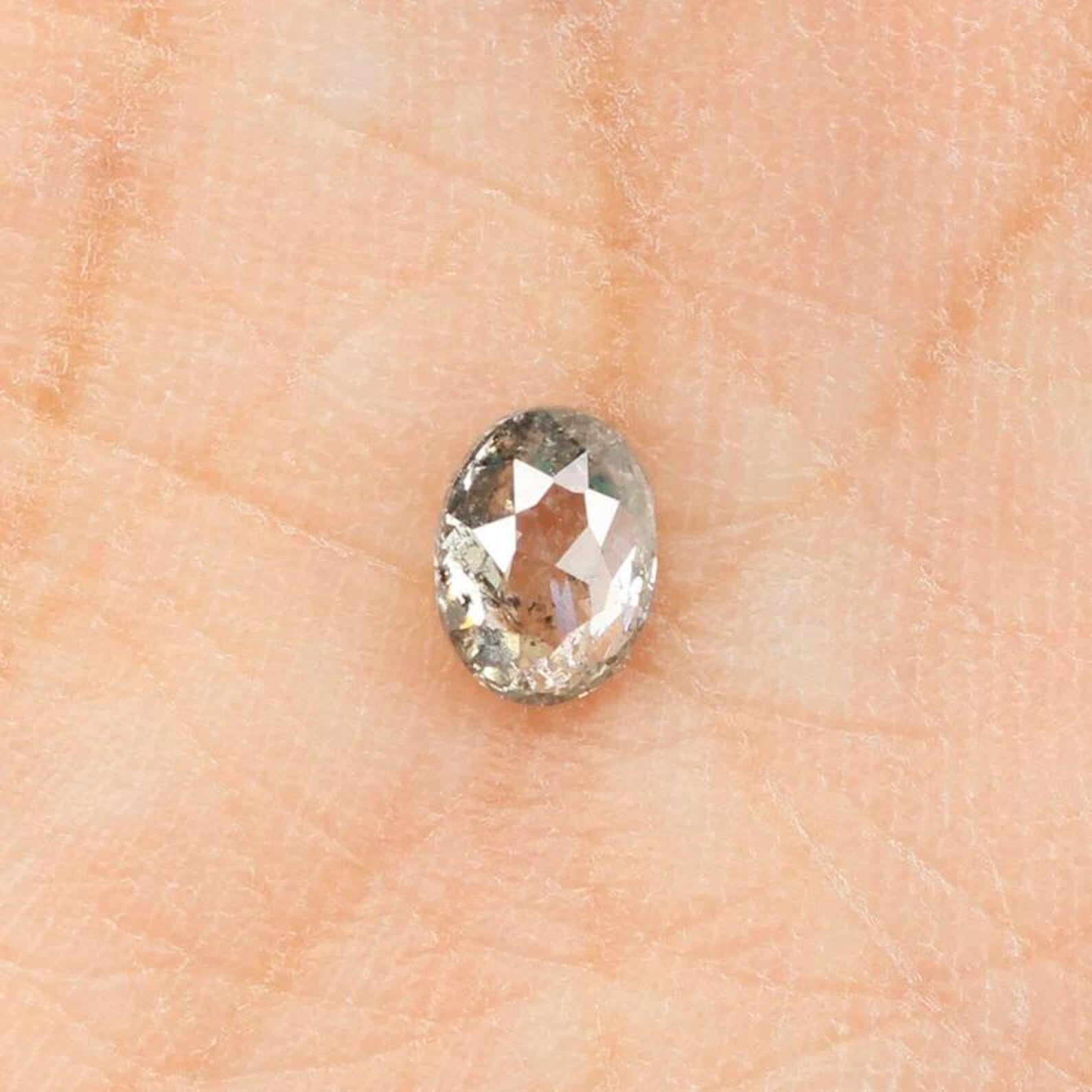 0.32 Ct Natural Loose Oval Shape Diamond Salt And Pepper Oval Cut Diamond 4.90 MM Natural Black Grey Color Oval Rose Cut Diamond NQ1013