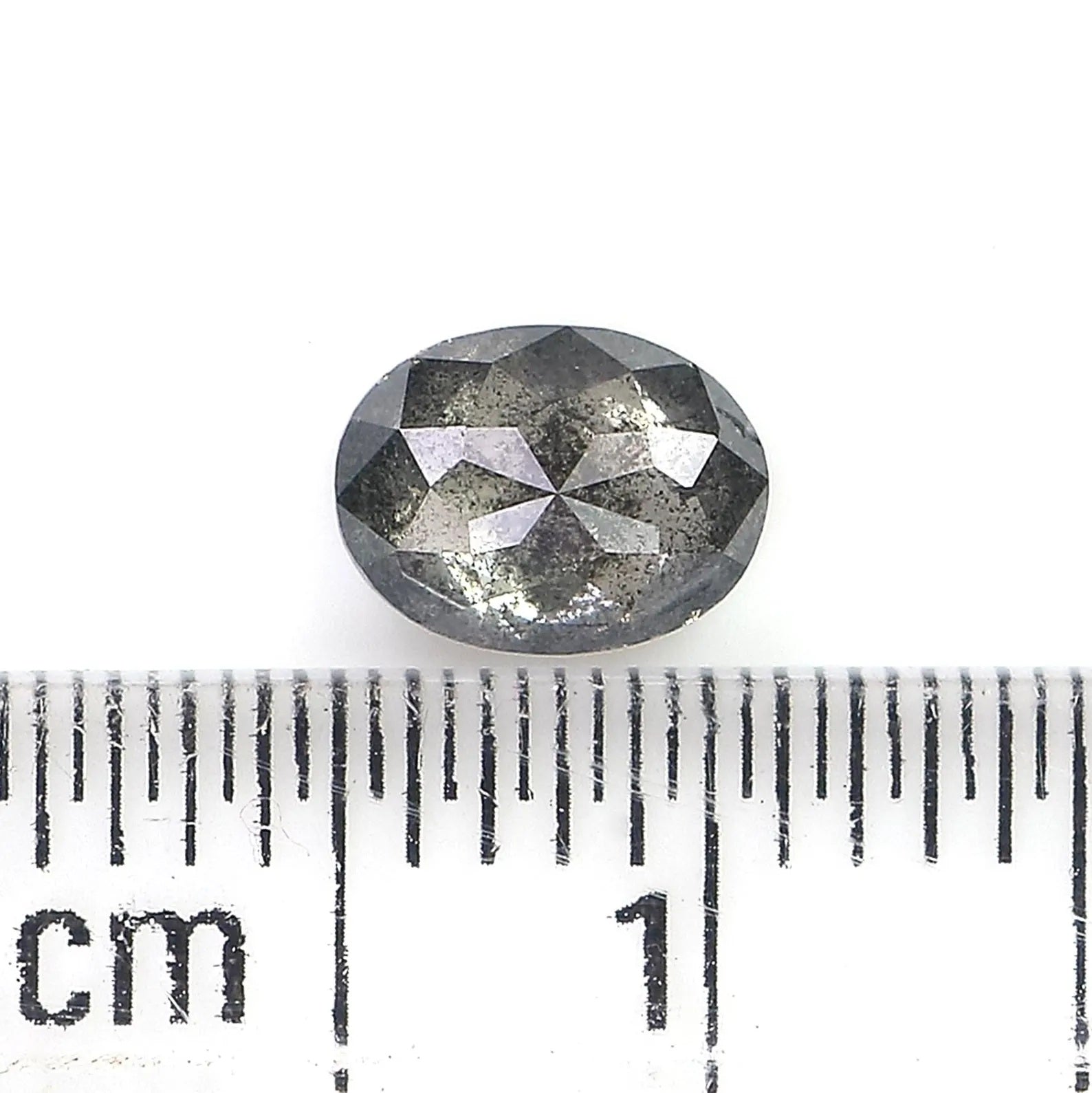 0.52 CT Natural Loose Oval Shape Diamond Salt And Pepper Oval Diamond 5.85 MM Natural Diamond Black Grey Color Oval Rose Cut Diamond QN1147