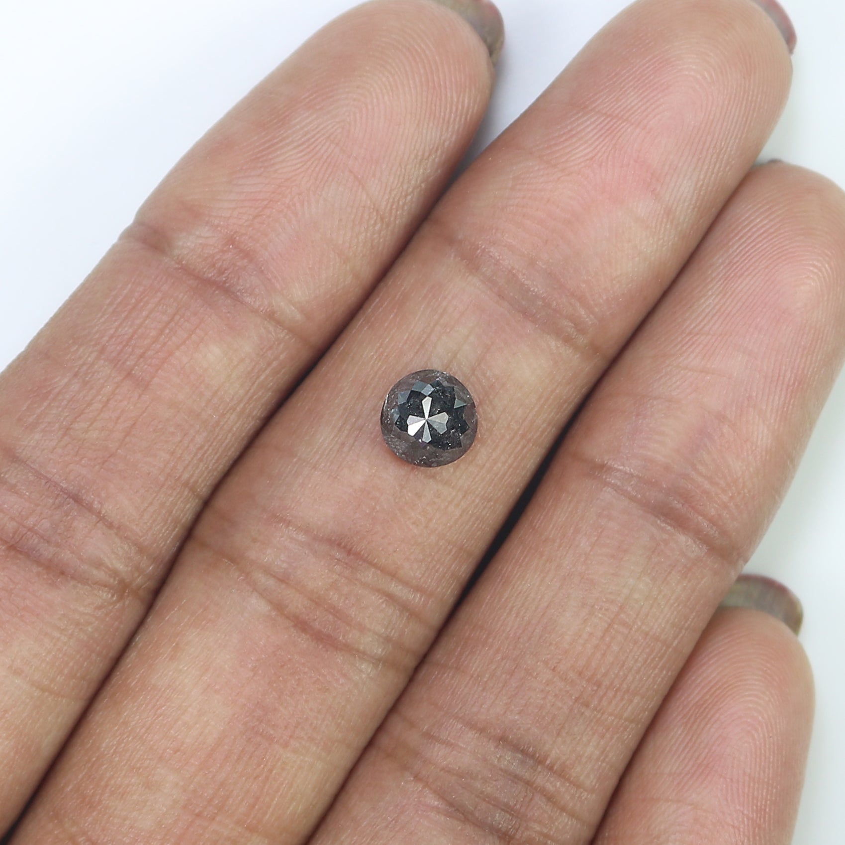 Natural Round Salt and Pepper Diamond 1.18 CT Loose Rose Cut Black Grey Stone 6.03 MM Rustic Diamond For Custom Engagement Ring L3687