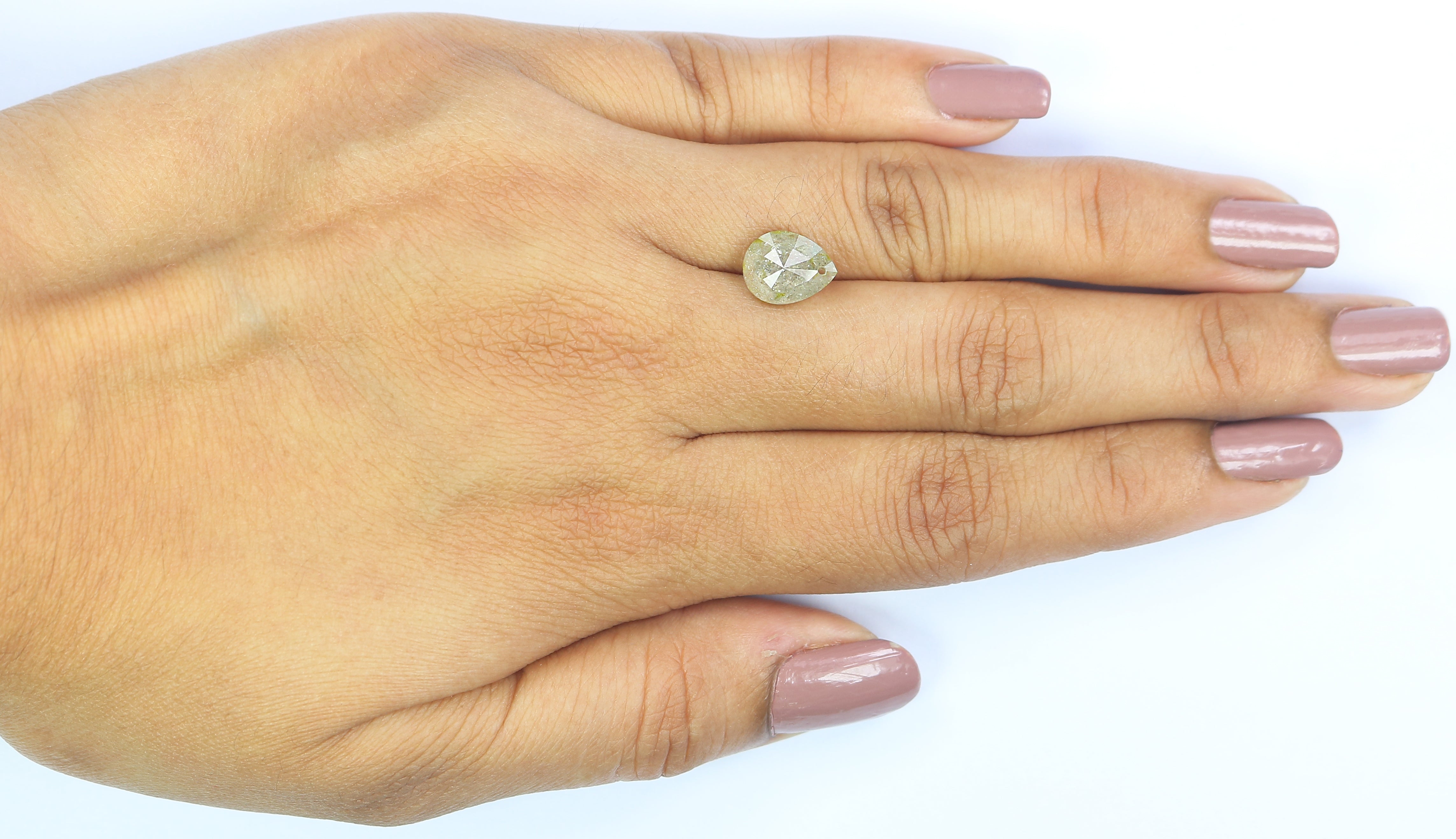 2.98 CT Natural Loose Pear Shape Diamond Yellow Grey Color Pear Cut Diamond 9.30 MM Natural Loose Diamond Pear Shape Rose Cut Diamond QL7462