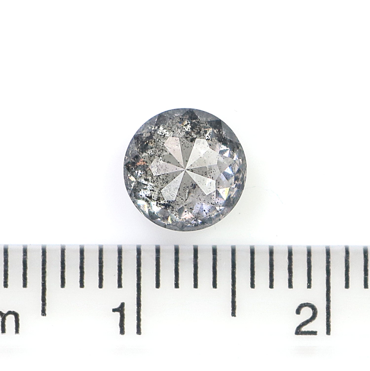 1.20 Ct Natural Loose Round Rose Cut Diamond Salt And Pepper Round Shape Diamond 6.50 MM Natural Black Grey Color Rose Cut Diamond L3613