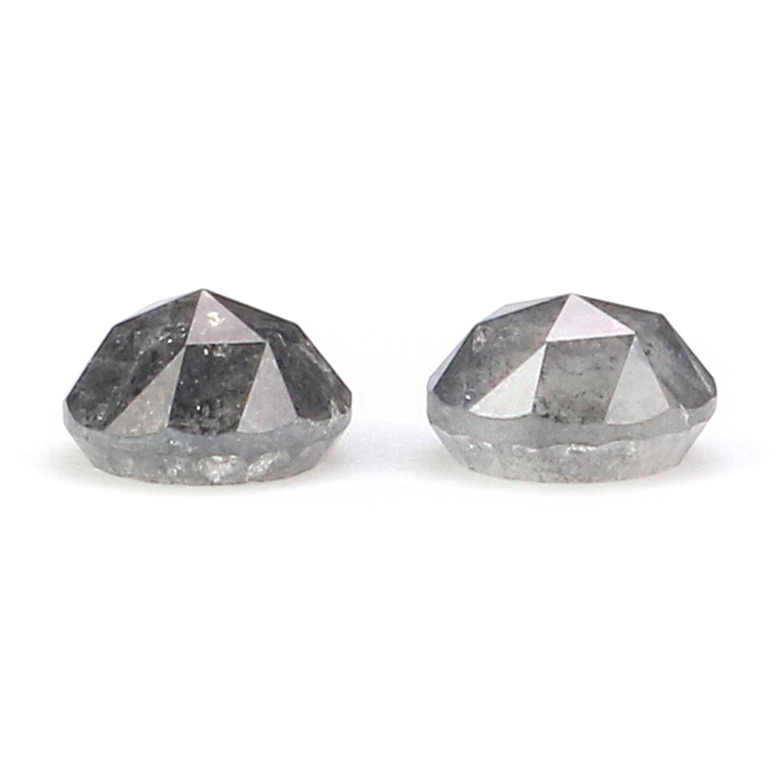 0.76 CT Natural Loose Round Cut Pair Diamond Salt And Pepper Round Diamond 4.25 MM Natural Black Gray Color Round Rose Cut Diamond NQ2343