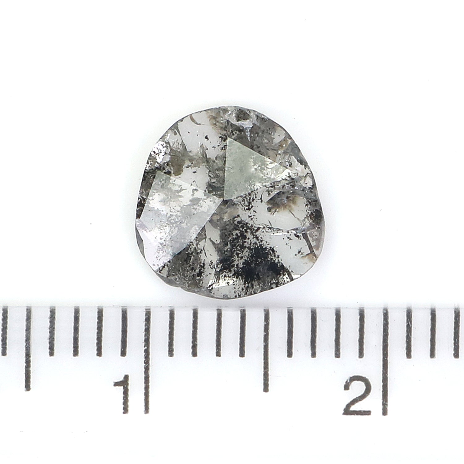 0.95 CT Natural Loose Slice Shape Diamond Salt And Pepper Slice Uncut Diamond 8.15 MM Natural Black Grey Slice Irregular Cut Diamond L3553