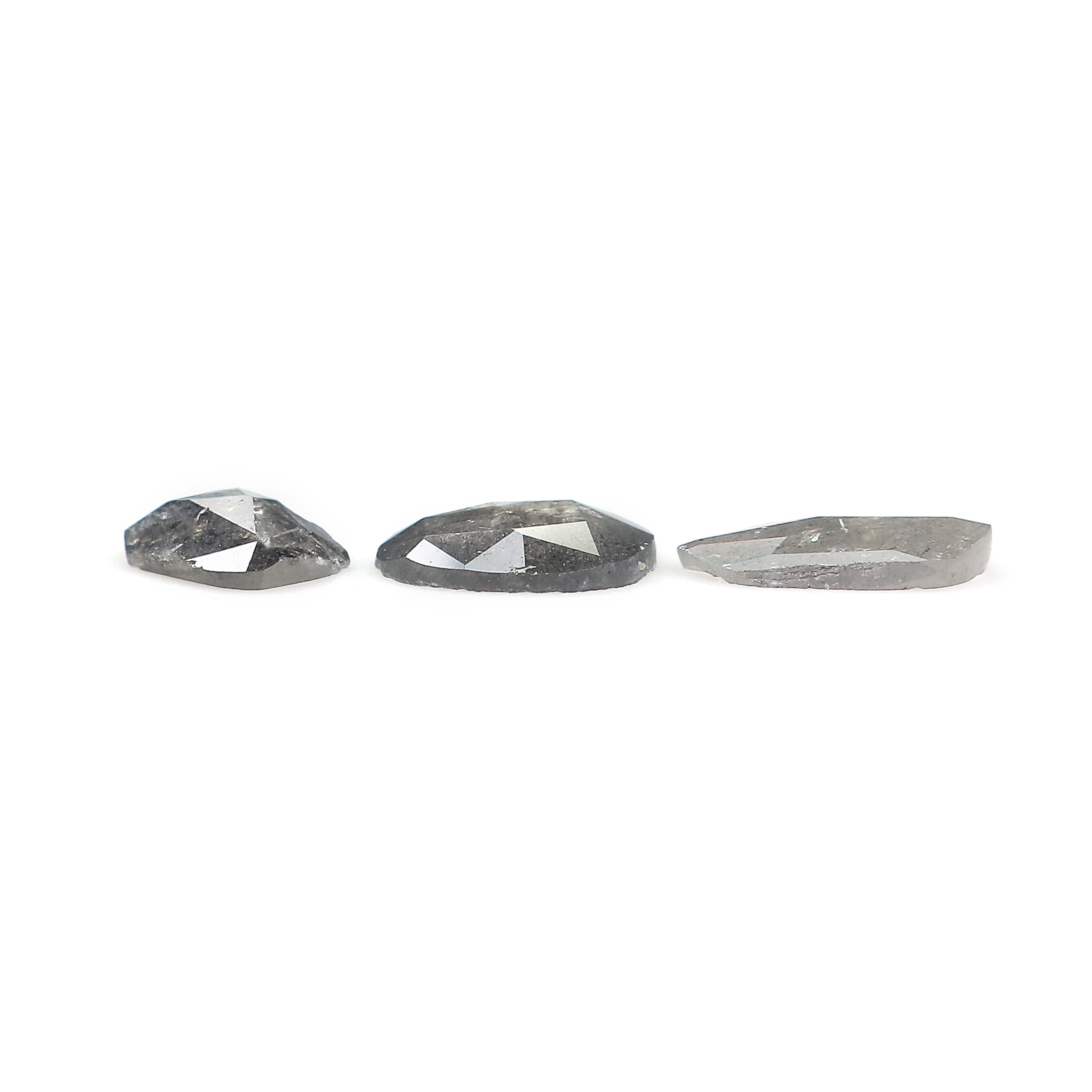 1.04 CT Natural Loose Slice Shape Diamond Salt And Pepper Slice Cut Diamond 5.70 MM Natural Black Grey Color Slice Rose Cut Diamond LQ1467
