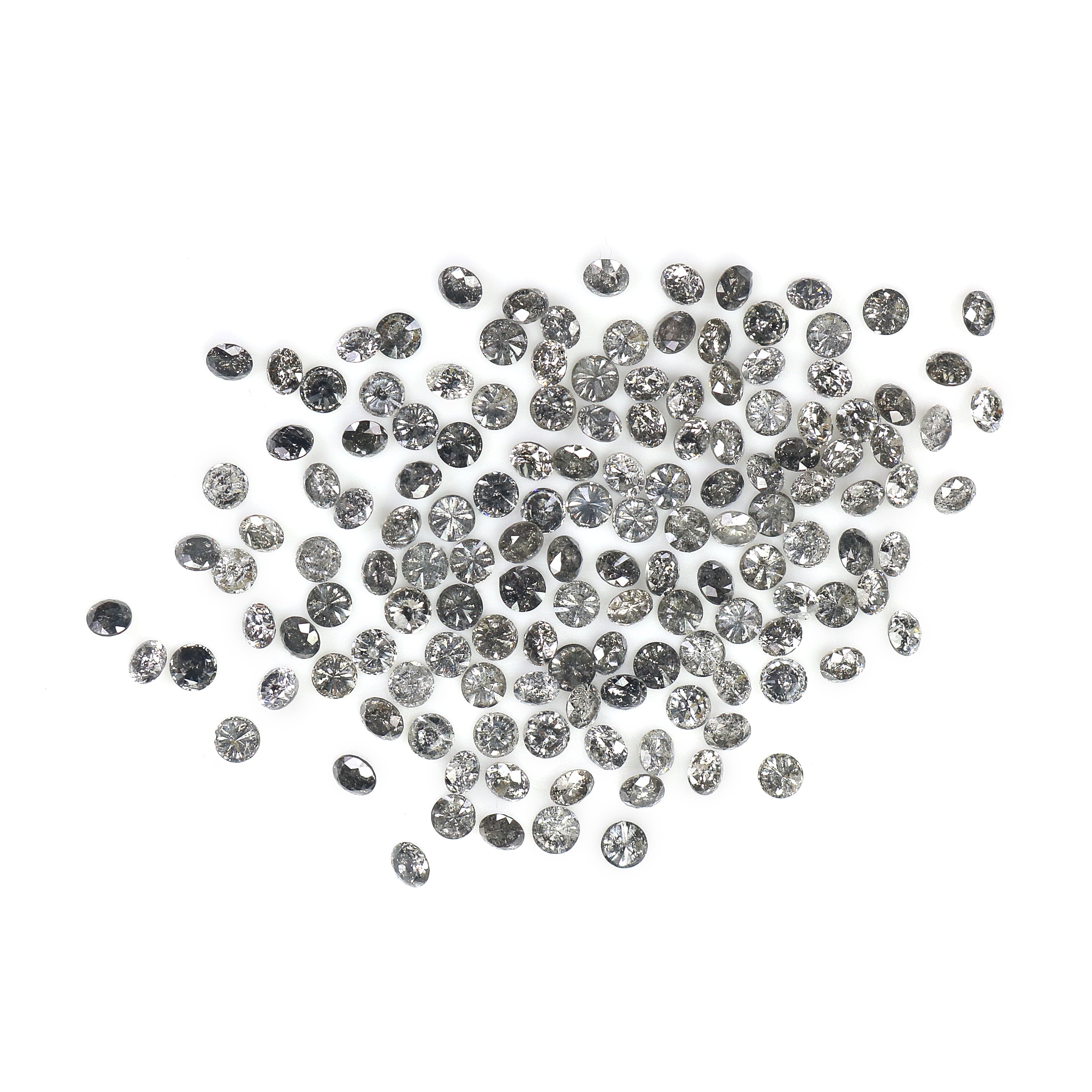 Natural Loose Round Brilliant Cut Salt And Pepper Diamond Black Grey Color Round Diamond Low Price 1.00 to 3.50 MM Round Shape Diamond Q90