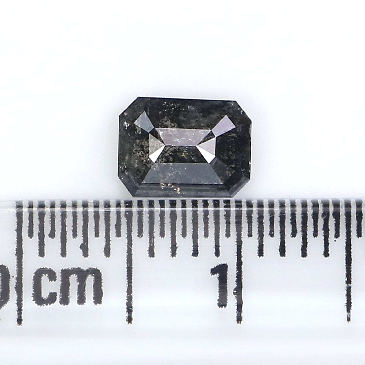 0.78 CT Natural Loose Emerald Shape Diamond Salt And Pepper Emerald Shape Diamond 6.05 MM Black Grey Color Emerald Rose Cut Diamond KQ2703