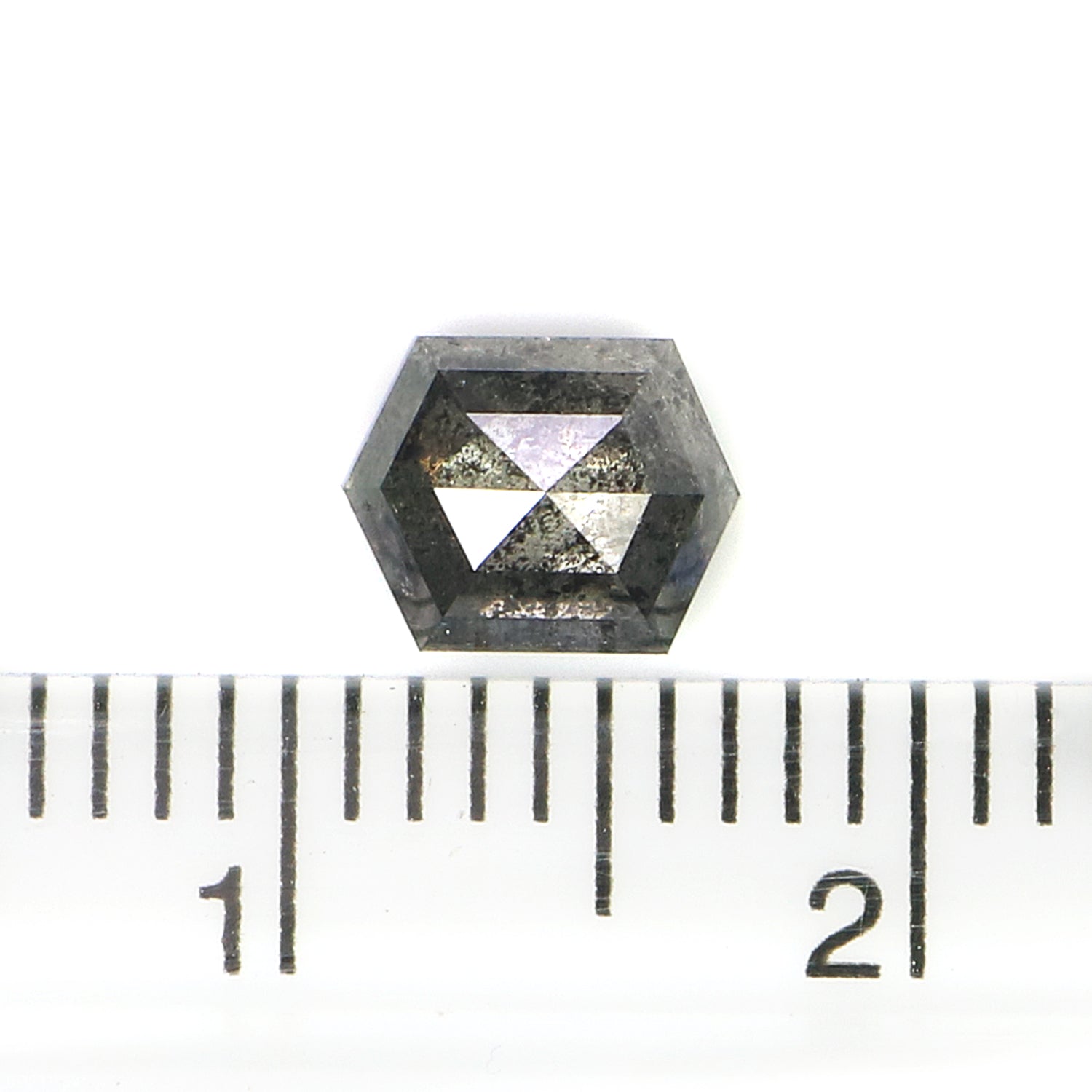 1.00 CT Natural Loose Hexagon Shape Diamond Salt And Pepper Hexagon Diamond 6.35 MM Black Grey Color Hexagon Shape Rose Cut Diamond KDL276