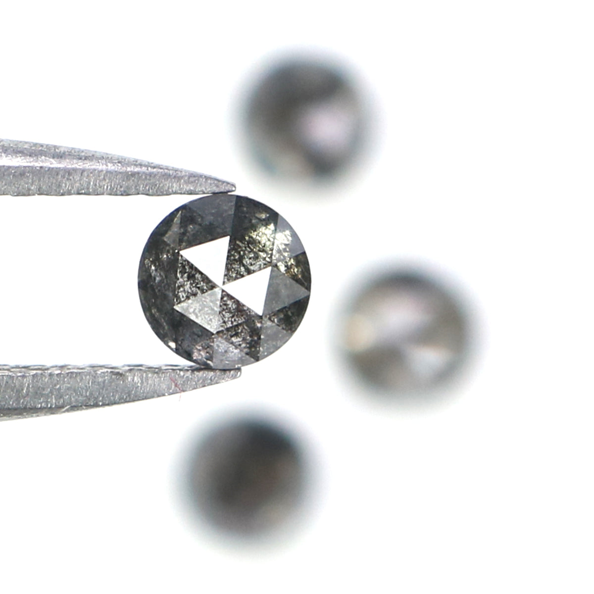 1.02 Ct Natural Loose Round Rose Cut Diamond Salt And Pepper Round Shape Diamond 3.65 MM Natural Black Grey Round Rose Cut Diamond LQ2787