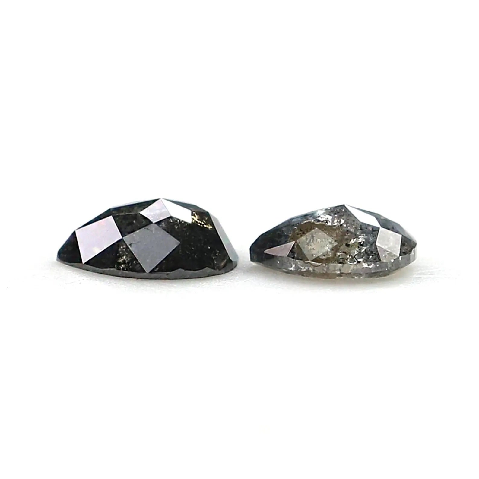 0.39 CT Natural Loose Pear Cut Pair Diamond Salt And Pepper Pear Shape Diamond 4.20 MM Natural Black Grey Color Pear Rose Cut Diamond NQ1854