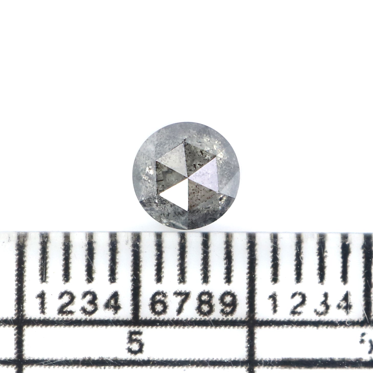0.53 Ct Natural Loose Round Rose Cut Diamond Salt And Pepper Round Shape Diamond 4.65 MM Natural Black Grey Color Rose Cut Diamond KQ2664