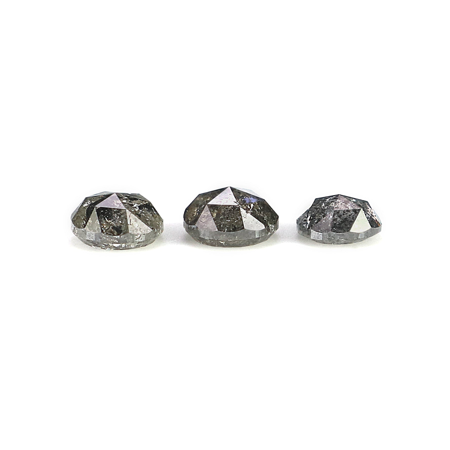 0.73 Ct Natural Loose Round Rose Cut Diamond Salt And Pepper Round Diamond 3.50 MM Natural Black Grey Color Round Rose Cut Diamond KQ2033