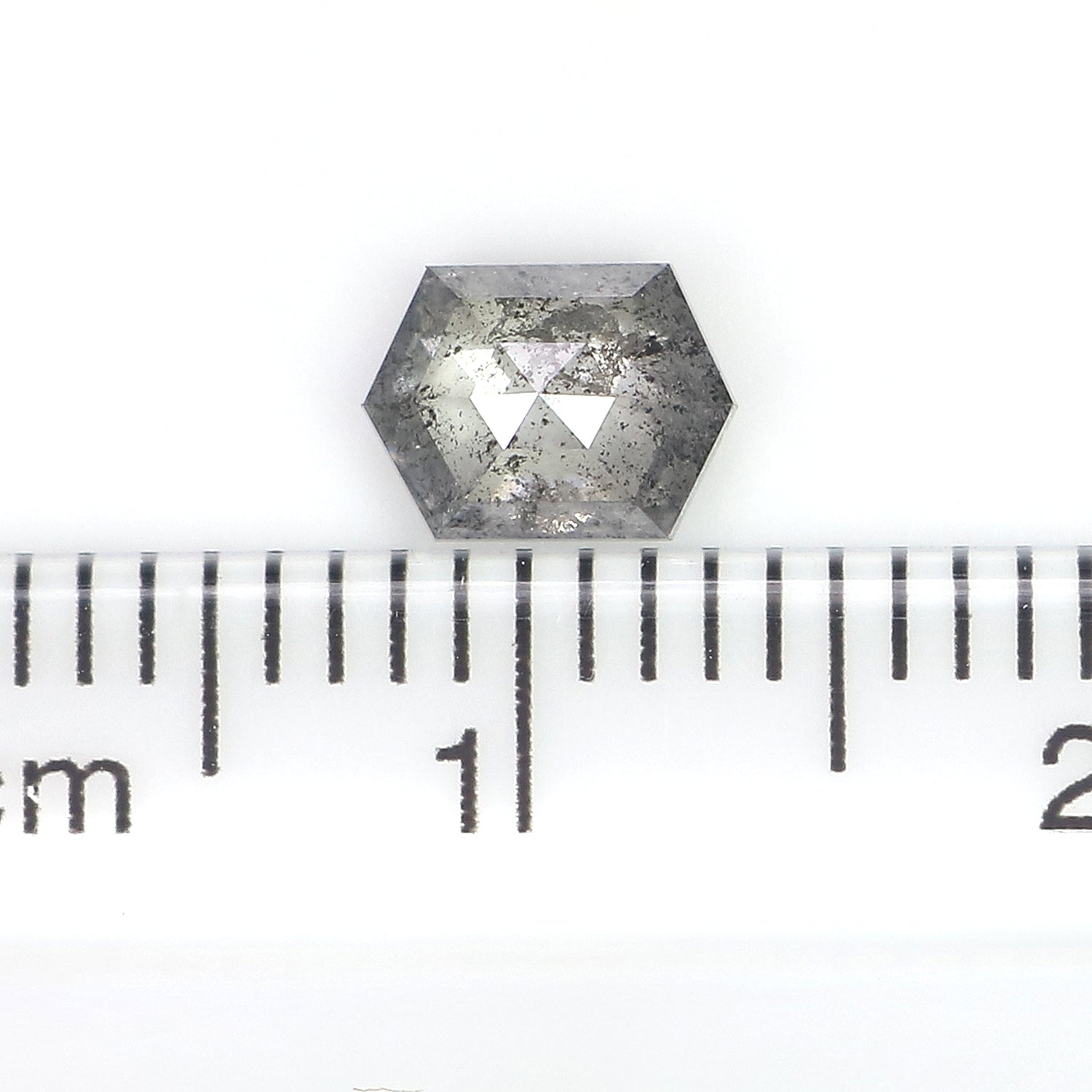 0.67 CT Natural Loose Hexagon Shape Diamond Salt And Pepper Hexagon Cut Diamond 6.05 MM Natural Black Grey Hexagon Rose Cut Diamond LQ1456