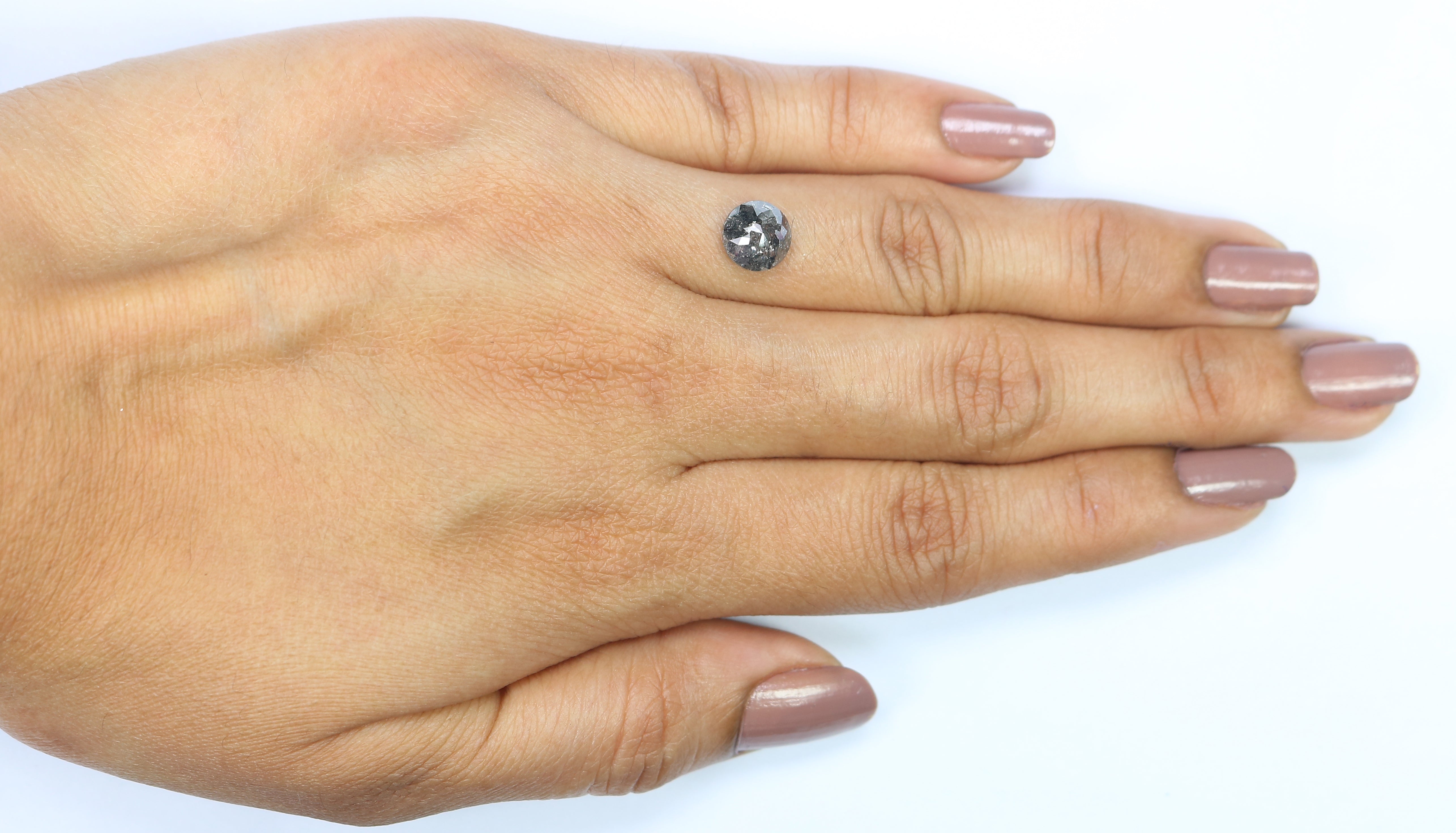 1.49 Ct Natural Loose Round Rose Cut Diamond Black Color Rose Cut Diamond 7.10 MM Natural Loose Salt And Pepper Rose Cut Diamond LQ9961