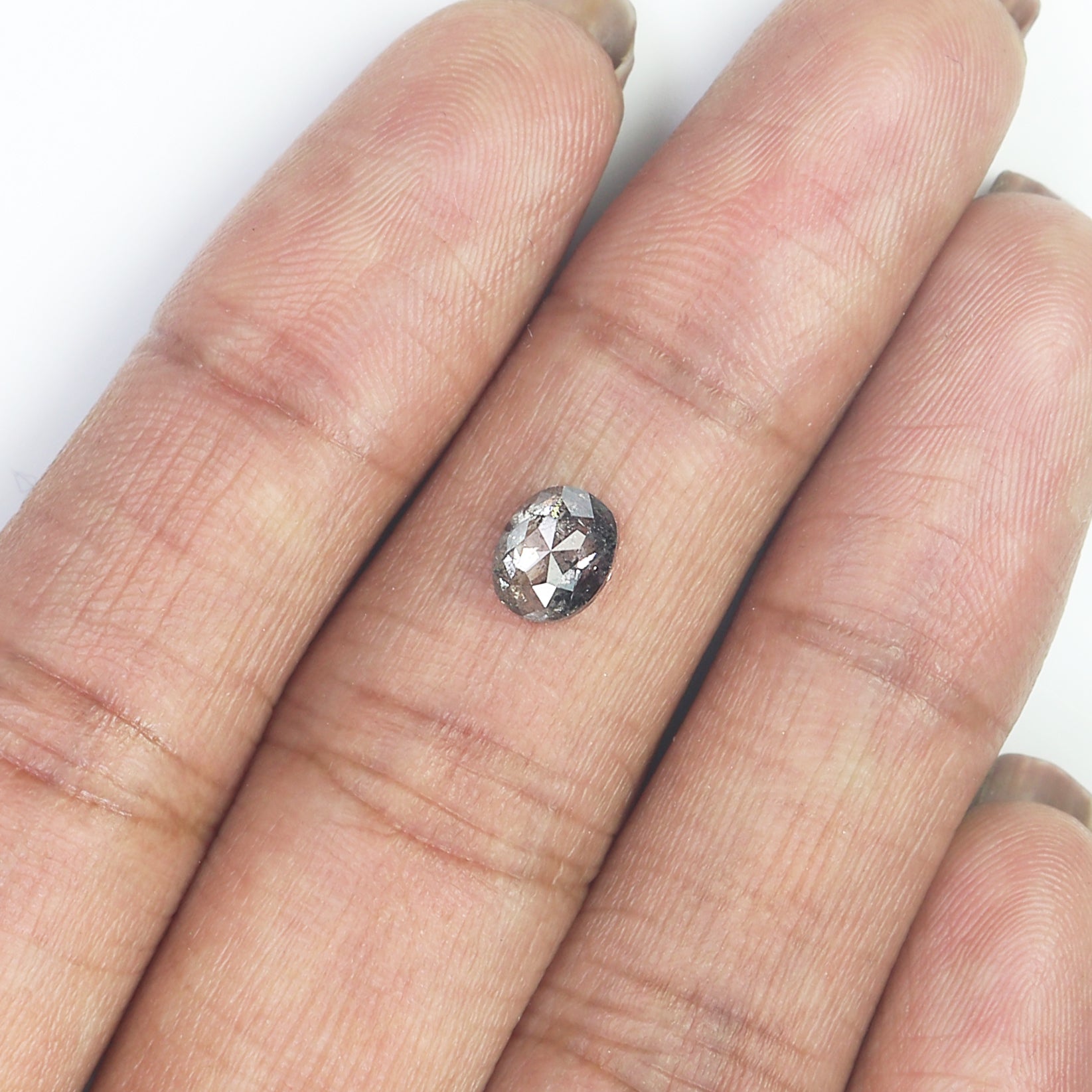1.00 CT Natural Loose Oval Shape Diamond Salt And Pepper Oval Diamond 6.55 MM Natural Loose Black Grey Color Oval Rose Cut Diamond QL761