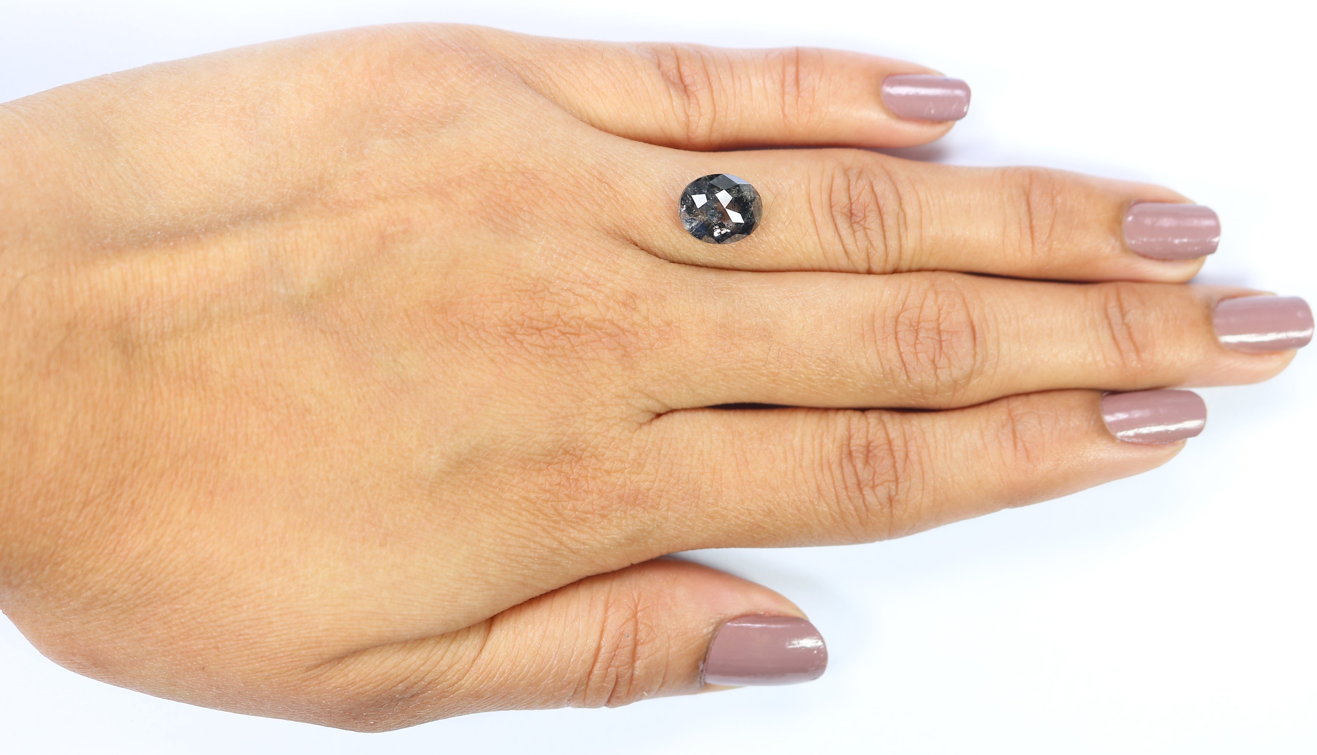 2.73 CT Natural Loose Oval Shape Diamond Salt And Pepper Oval Cut Diamond 9.65 MM Natural Loose Black Grey Color Oval Rose Cut Diamond LC25