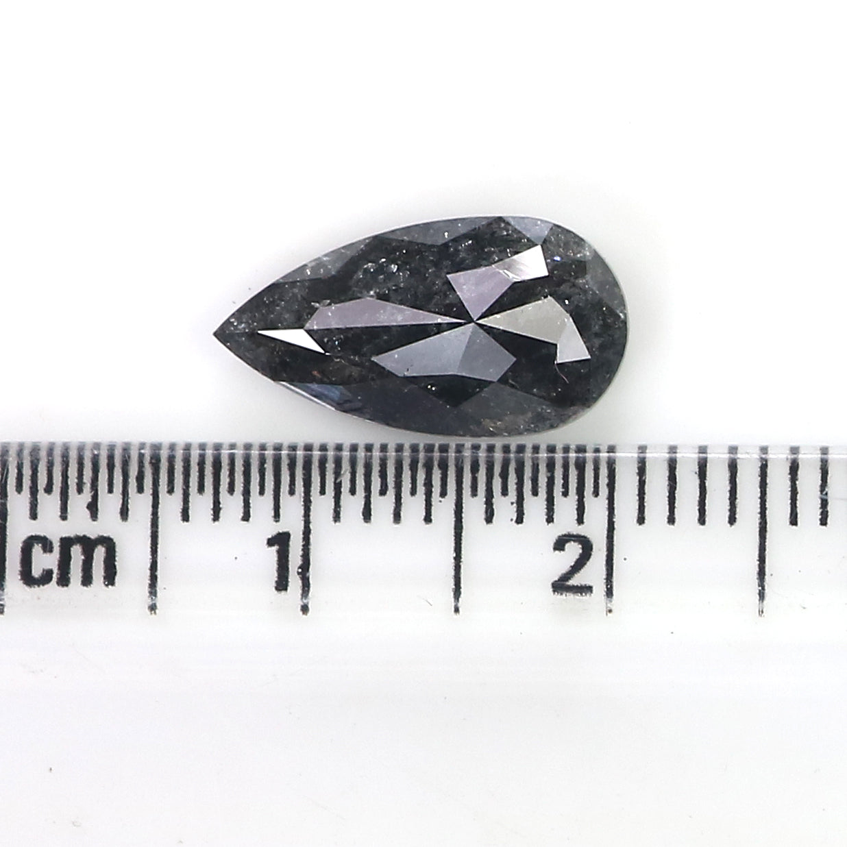 3.11 CT Natural Loose Pear Shape Diamond Salt And Pepper Pear Rose Cut Diamond 13.70 MM Black Grey Color Pear Rose Cut Diamond LQ3045