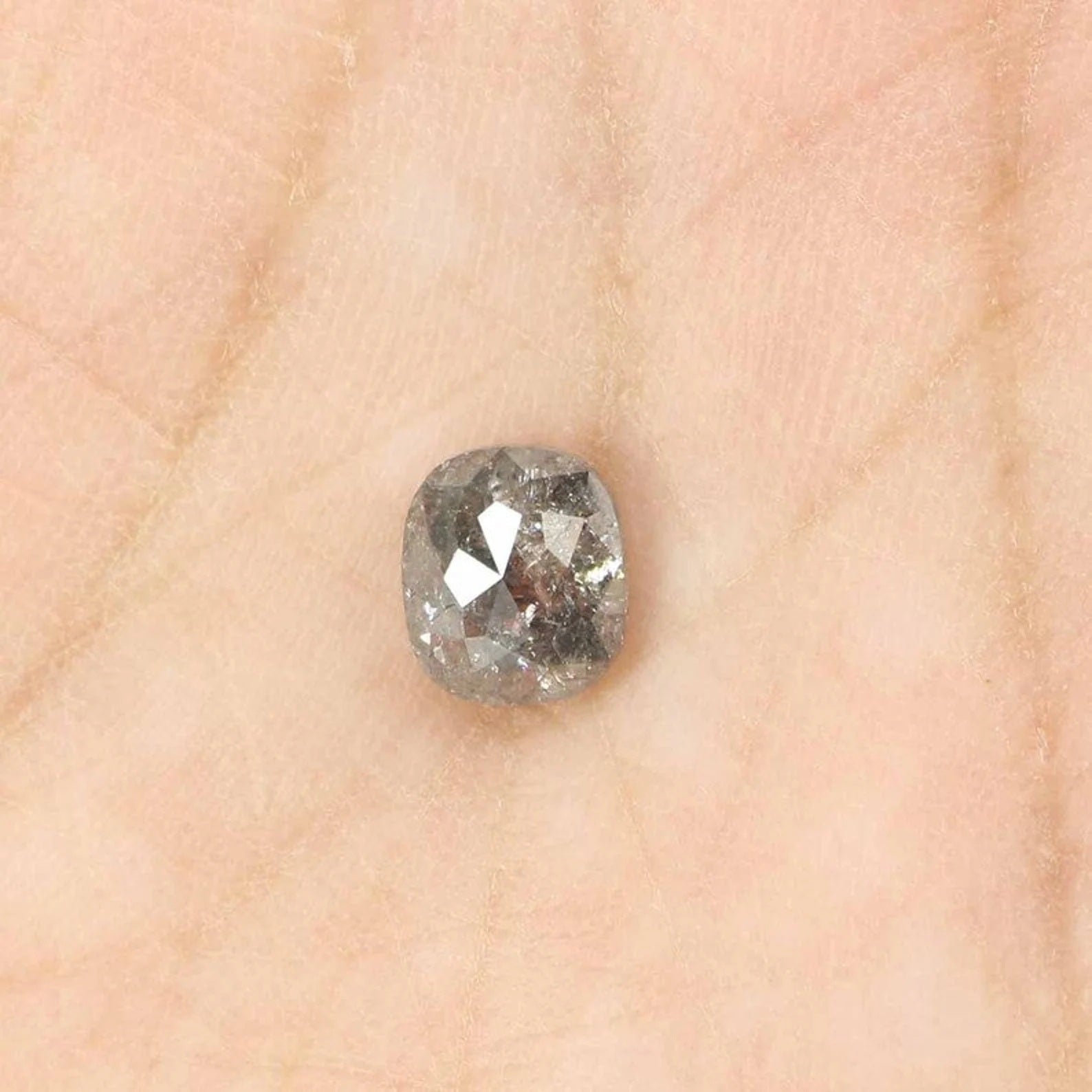 0.79 CT Natural Loose Cushion Shape Diamond Salt And Pepper Diamond 5.70 MM Natural Loose Black Grey Color Cushion Rose Cut Diamond QN723
