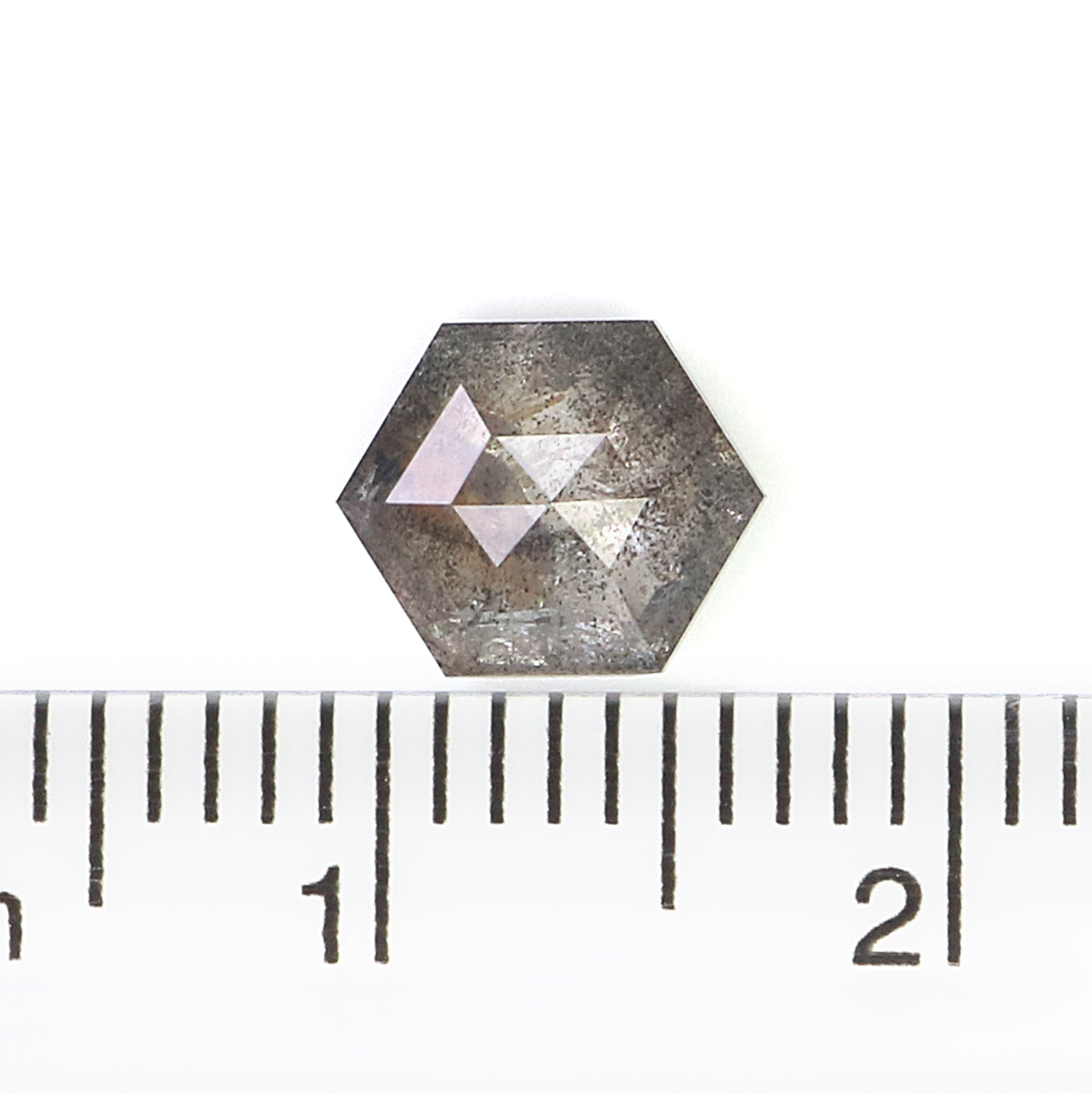 1.24 CT Natural Loose Hexagon Shape Diamond Salt And Pepper Hexagon Diamond 7.50 MM Natural Black Grey Color Hexagon Rose Cut Diamond L3600