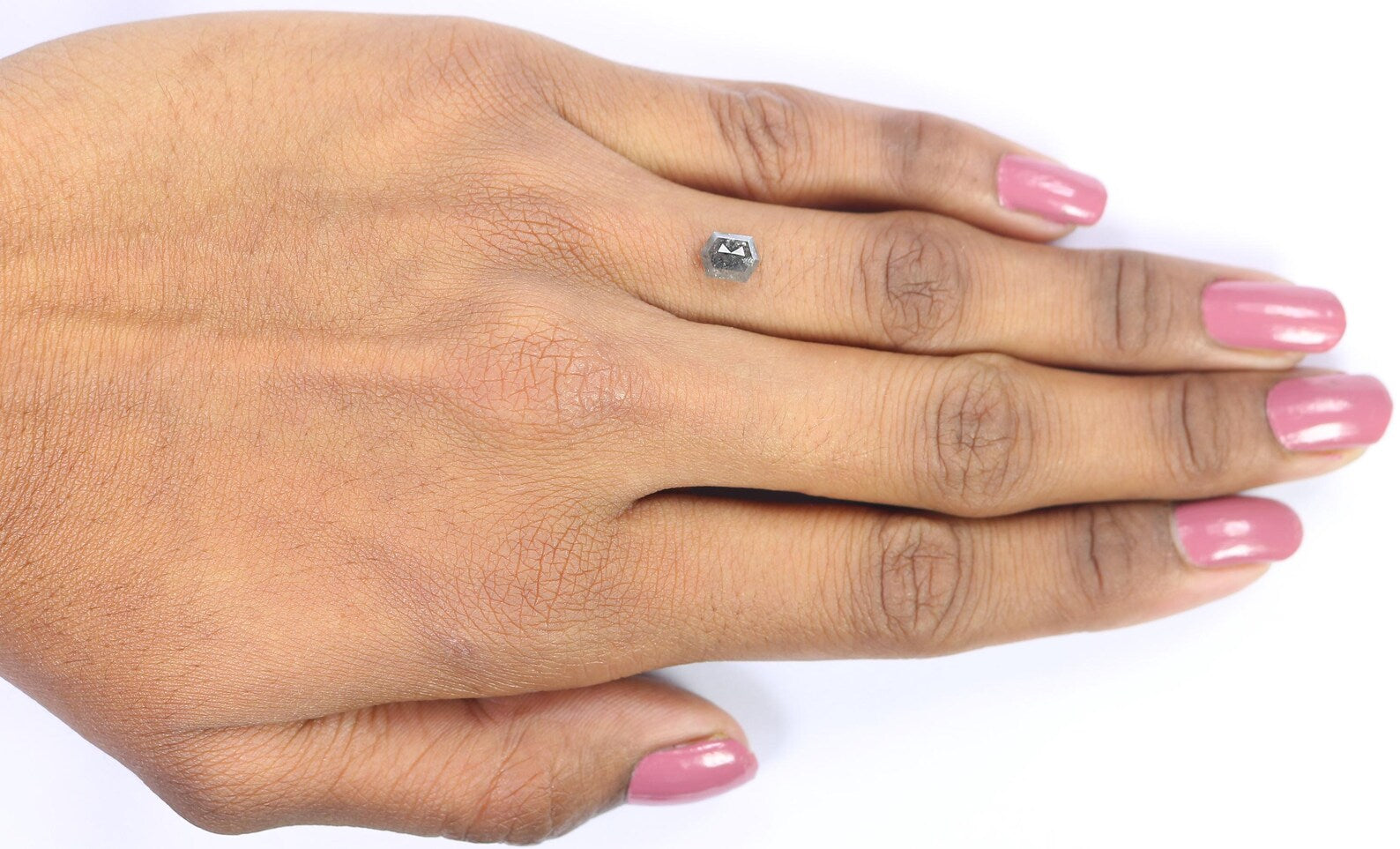 0.95 CT Natural Loose Hexagon Shape Diamond Salt And Pepper Hexagon Cut Diamond 6.40 MM Natural Loose Hexagon Shape Rose Cut Diamond QN1448