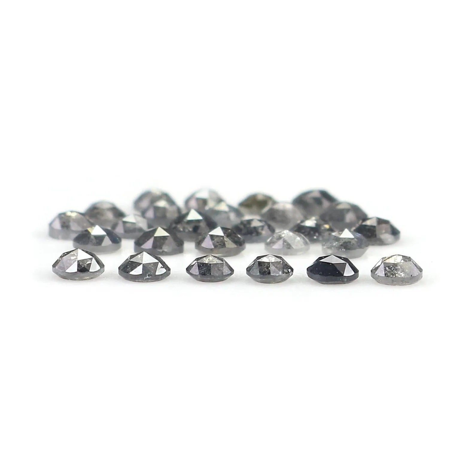 1.38 CT Natural Loose Round Shape Diamond Salt And Pepper Round Diamond 2.10 MM Natural Loose Black Grey Color Round Rose Cut Diamond NQ1843