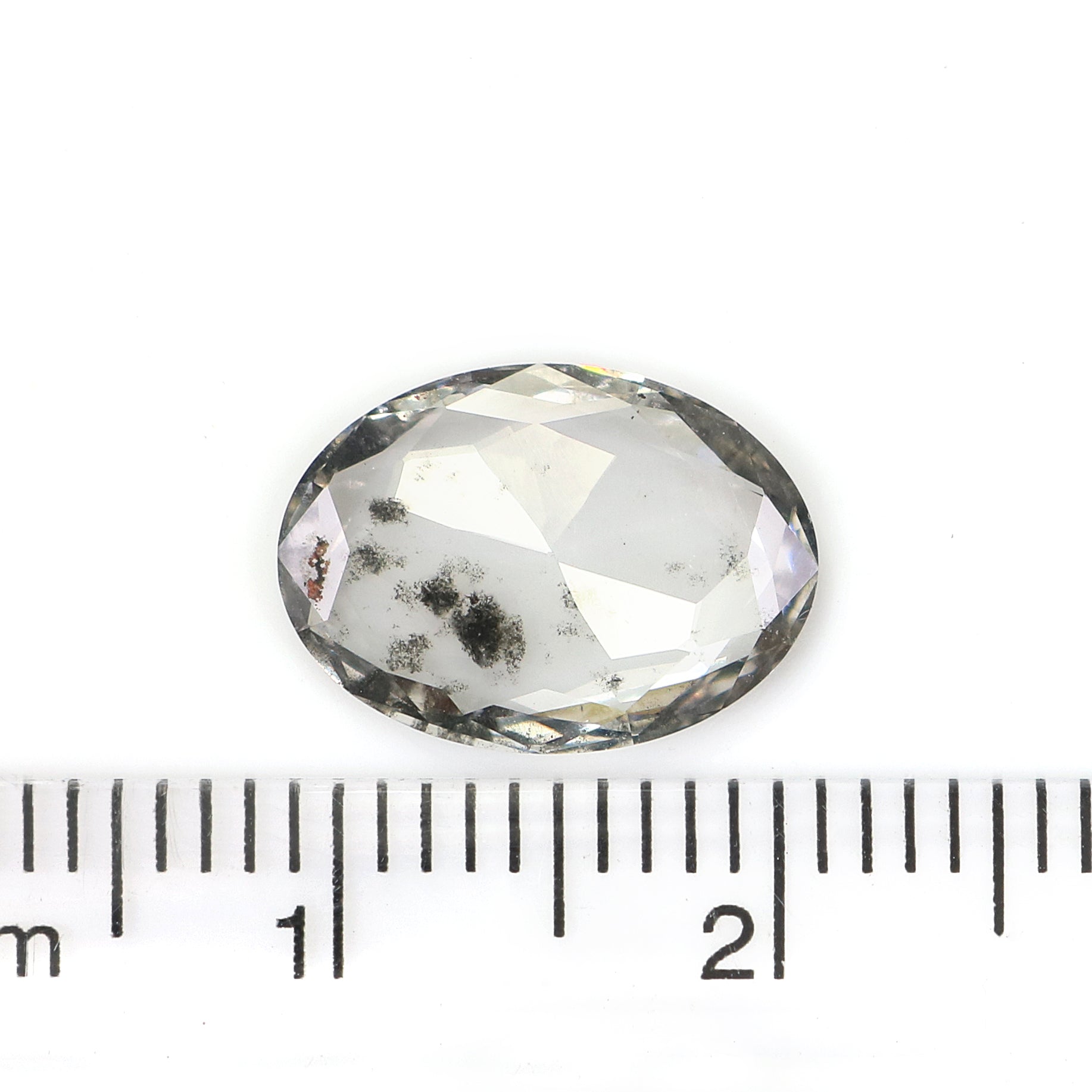 1.79 CT Oval Rose Cut Salt And Pepper Lab Grown 12.30 MM Loose Diamond CVD Fancy Black Grey Color Lab Created Antique Cut Diamonds N2632