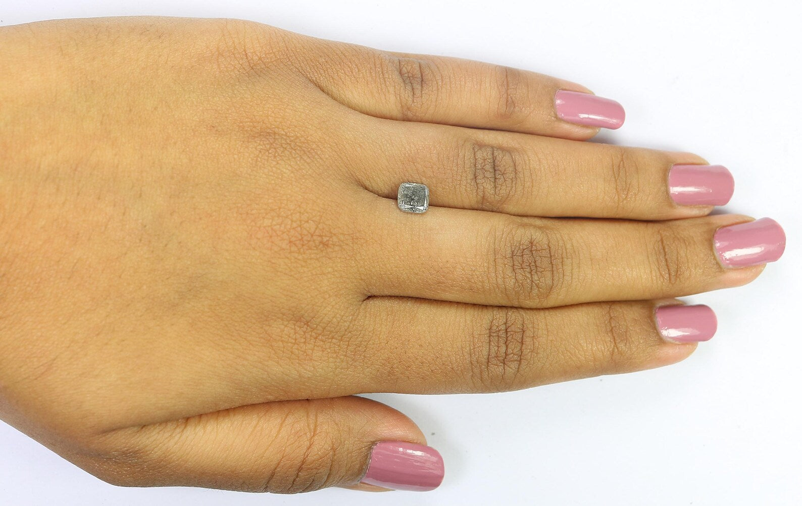 0.95 Ct Natural Loose Cushion Cut Diamond Shape And Pepper Cushion Cut Diamond 5.60 MM Black Grey Color Cushion Rose Cut Diamond QN794