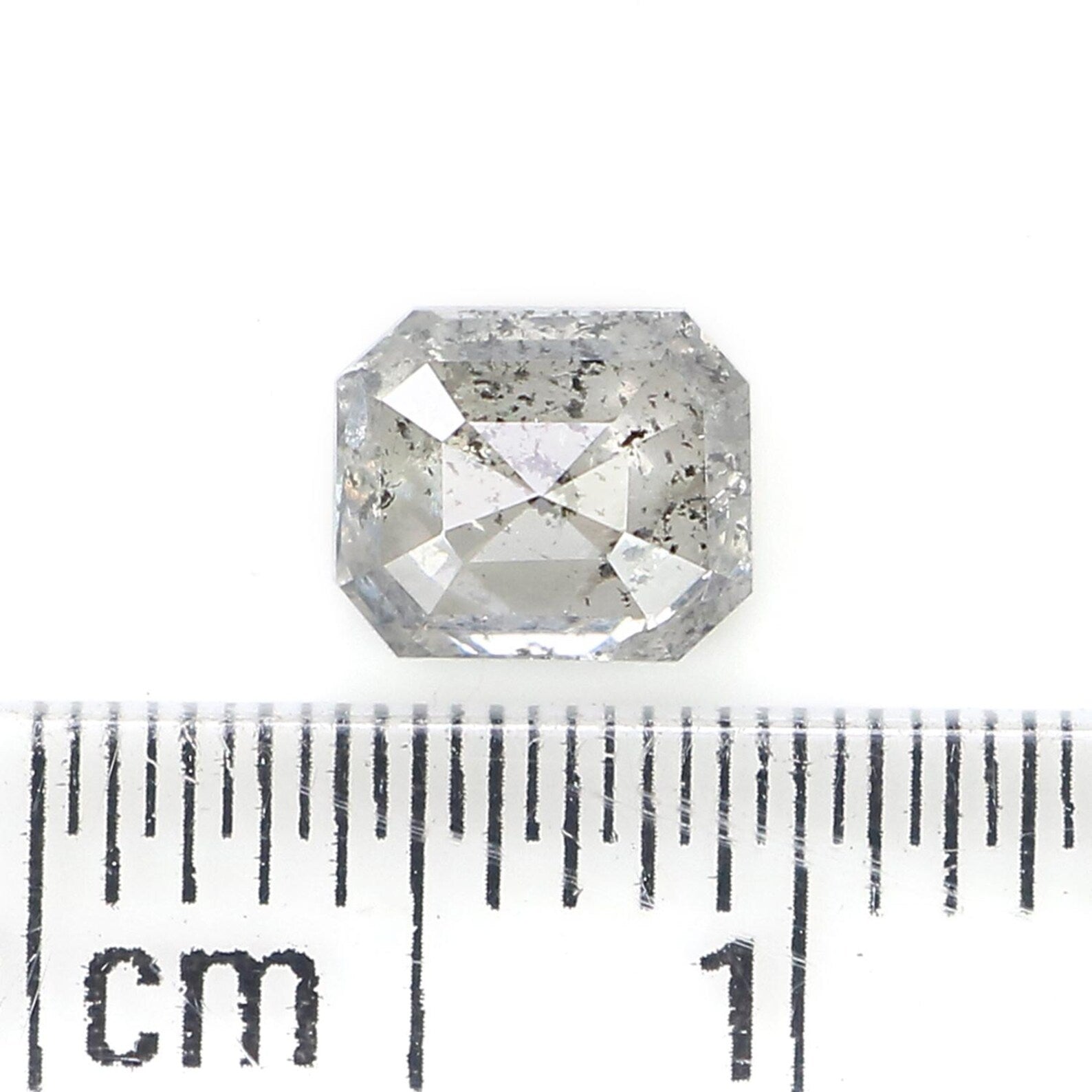 0.79 CT Natural Loose Emerald Shape Diamond Salt And Pepper Emerald Cut Diamond 5.50 MM Black Grey Color Emerald Rose Cut Diamond QN8837