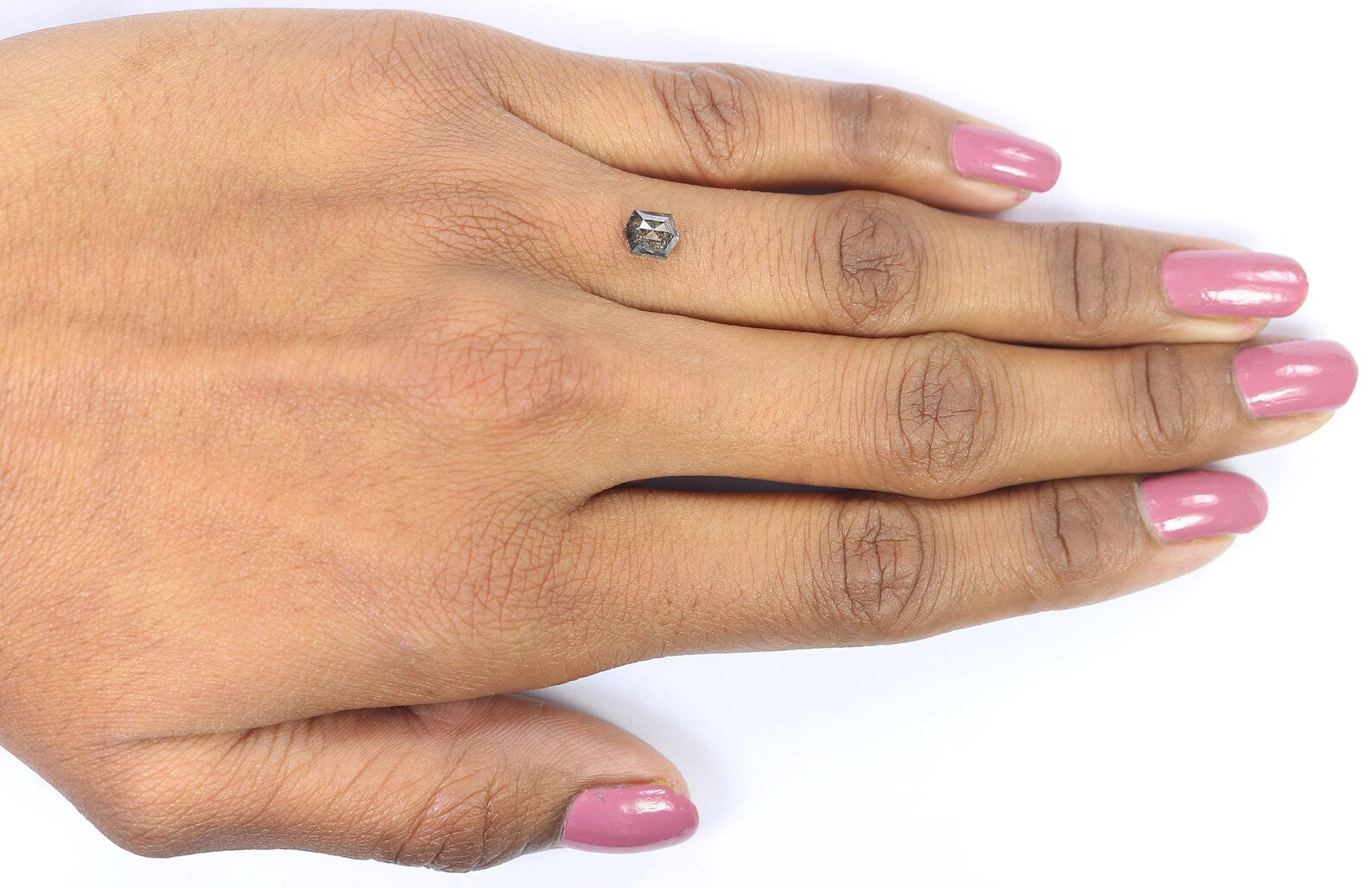 0.77 CT Natural Loose Hexagon Shape Diamond Salt And Pepper Hexagon Cut Diamond 6.05 MM Natural Loose Hexagon Shape Rose Cut Diamond QN1223