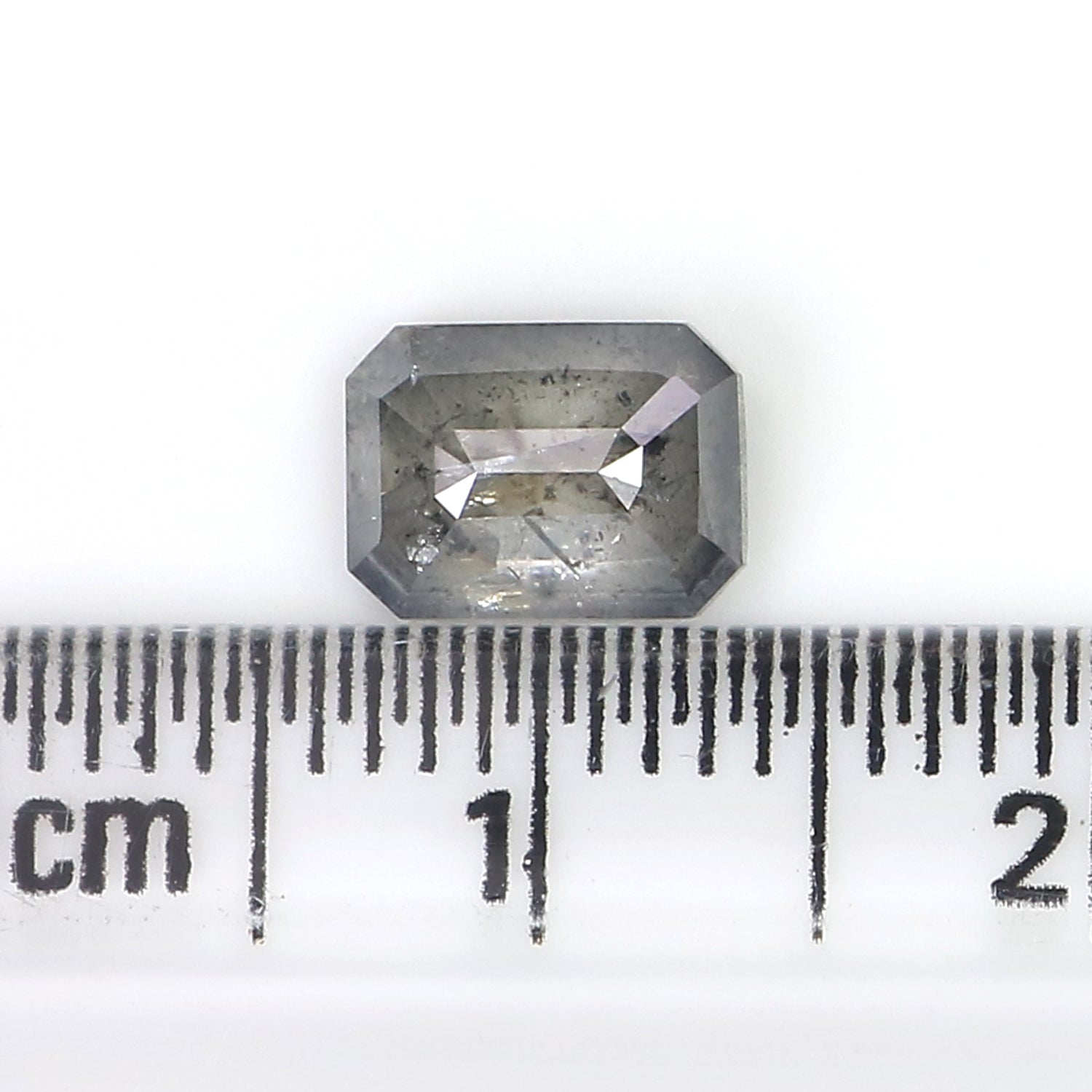 1.27 CT Natural Loose Emerald Shape Diamond Salt And Pepper Emerald Diamond 7.15 MM Natural Black Grey Color Emerald Rose Cut Diamond LC27