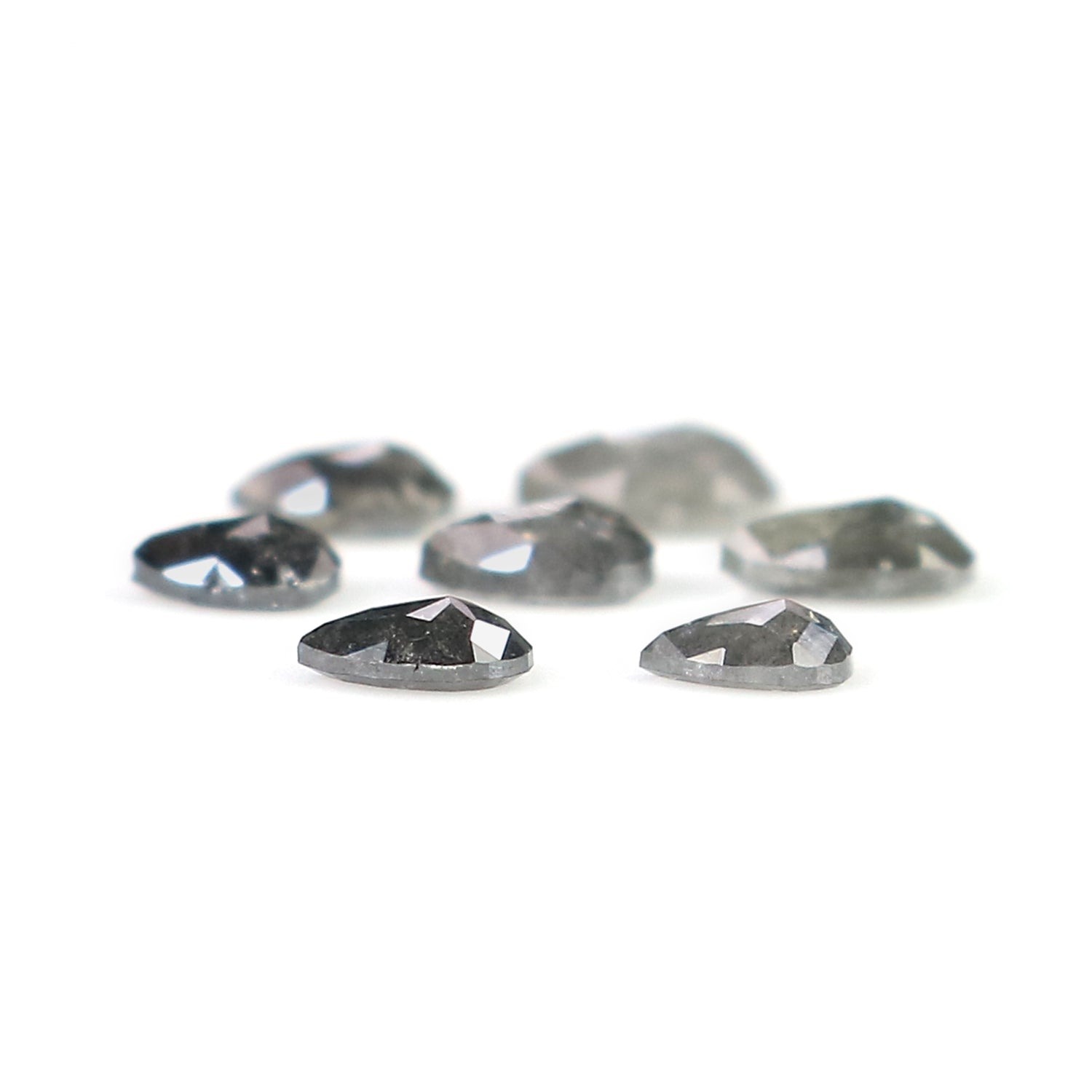 0.73 CT Natural Loose Pear Shape Diamond Salt And Pepper Pear Diamond 4.05 MM Natural Loose Black Grey Color Pear Rose Cut Diamond LQ2906