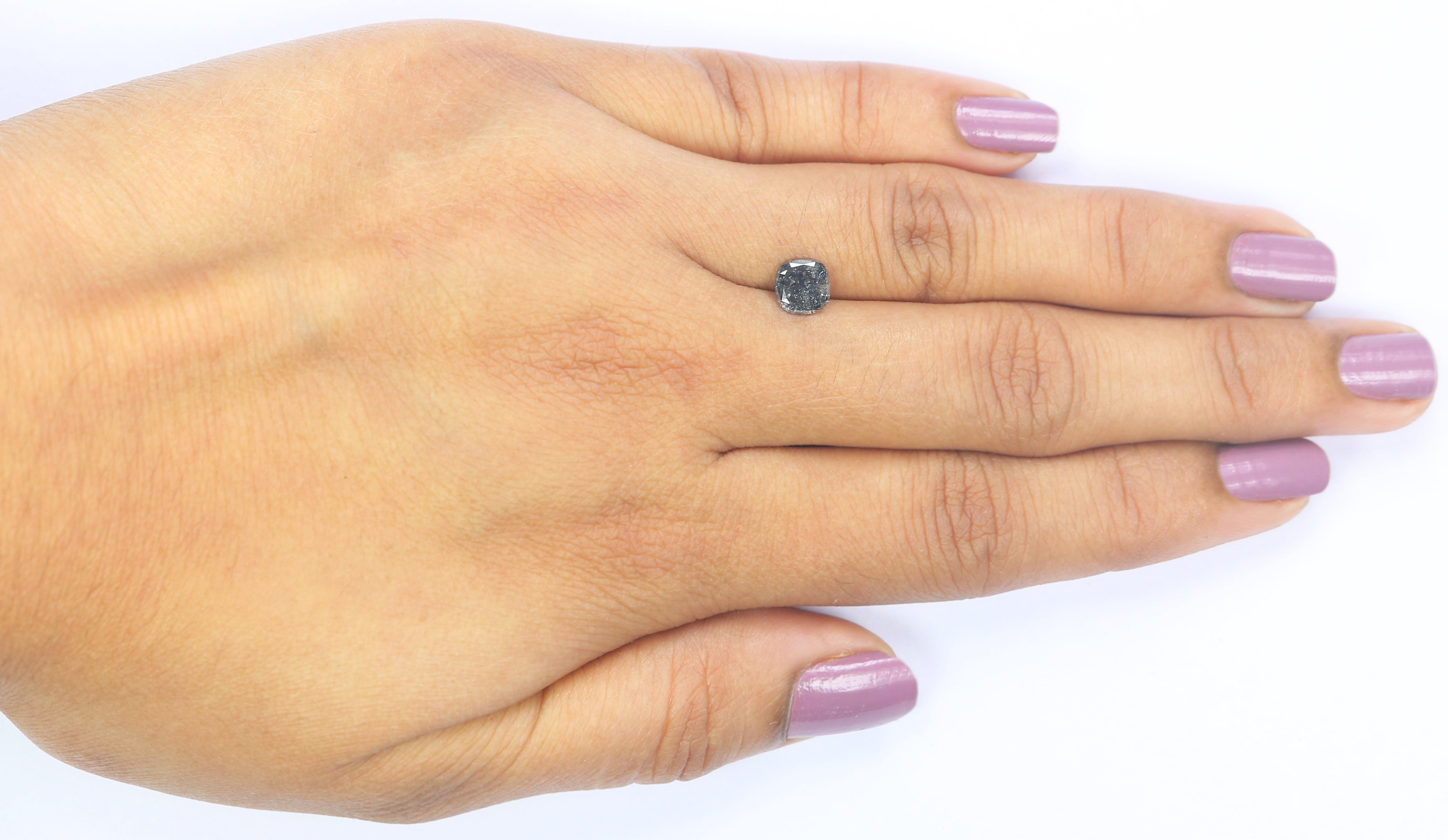 0.80 CT Natural Loose Cushion Shape Diamond Salt And Pepper Cushion Diamond 5.65 MM Natural Black Grey Cushion Brilliant Cut Diamond LQ2935