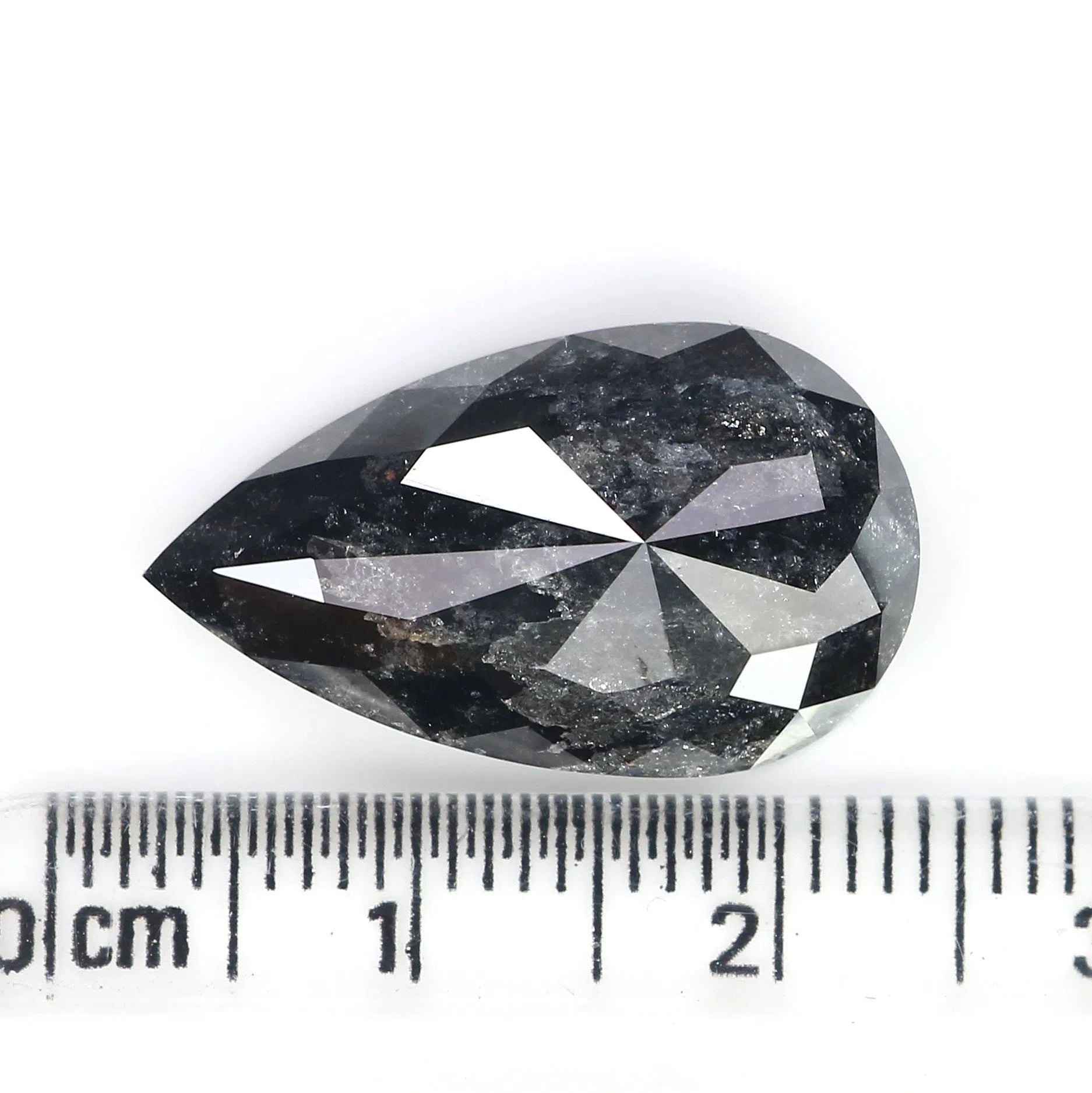 14.08 CT Natural Loose Pear Shape Diamond Salt And Pepper Pear Rose Cut Diamond 21.20 MM Black Grey Color Pear Rose Cut Diamond QL3018