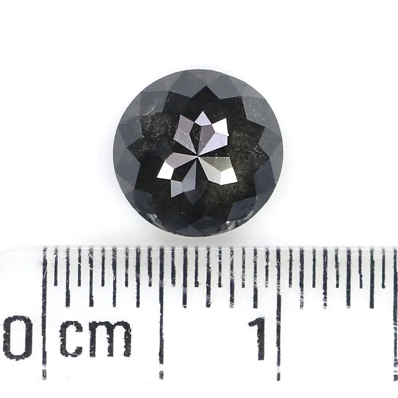 1.78 CT Natural Loose Round Rose Cut Diamond Salt And Pepper Round Shape Diamond 7.20 MM Natural Black Grey Color Rose Cut Diamond QN9666