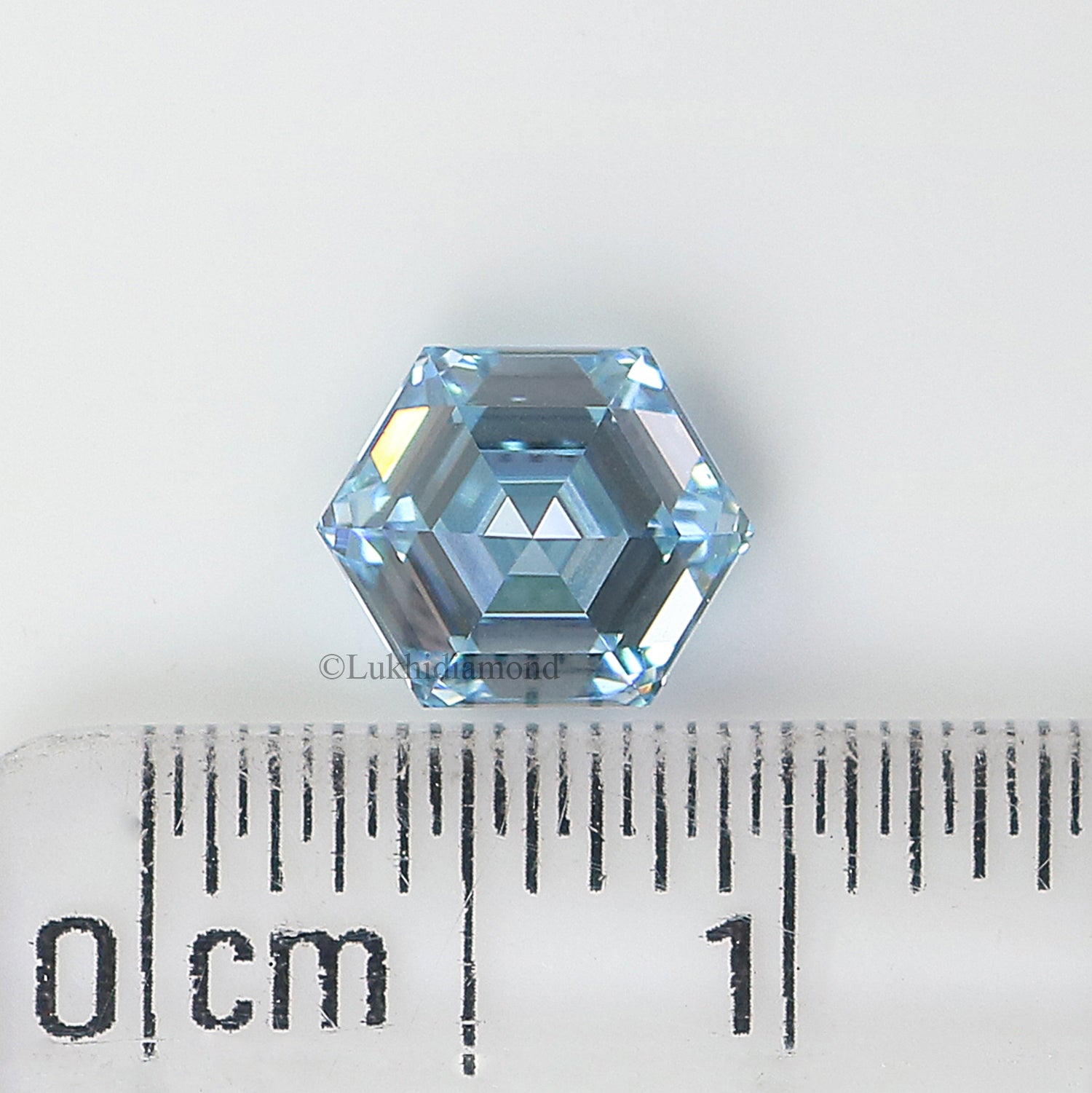 1.07 CT IGI Certified Hexagonal Step Cut Diamond Fancy Vivid Blue Color VVS2 Clarity Lab Grown Diamond Lab Created Diamond CVD Diamond L3288