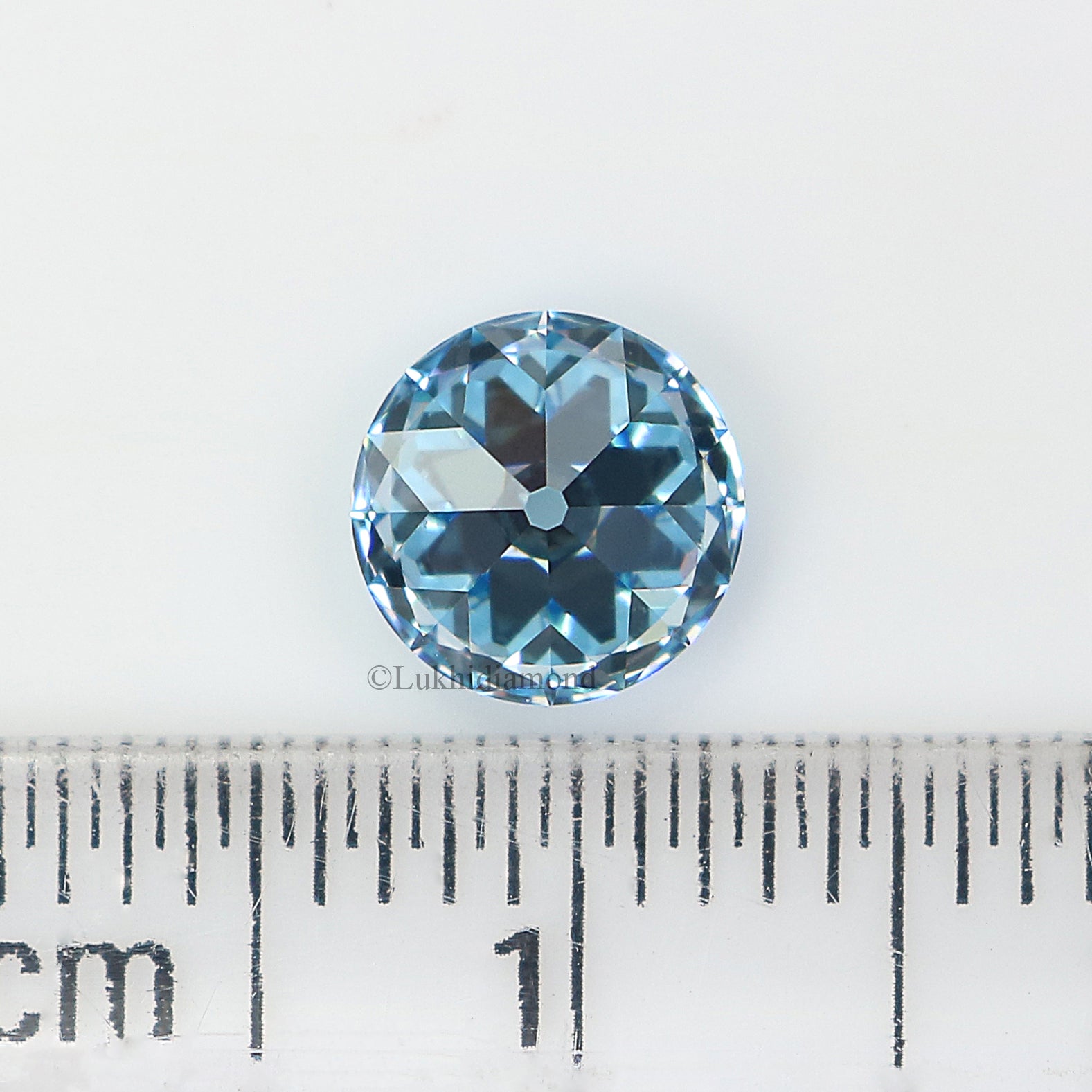 0.87 CT IGI Certified Round Old European Cut Diamond Fancy Vivid Blue Color VS1 Clarity Lab Grown Diamond Lab Created CVD Diamond L3310