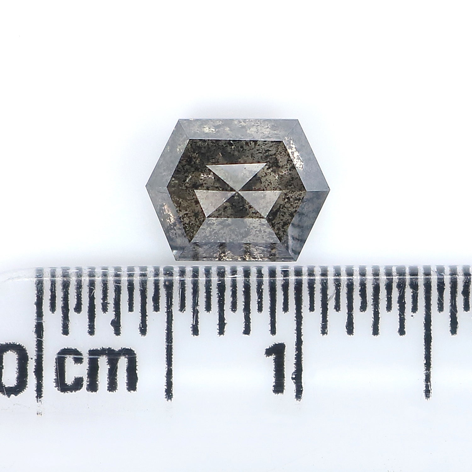 1.38 CT Natural Loose Hexagon Cut Diamond Salt And Pepper Hexagon Diamond 7.10 MM Natural Loose Black Grey Color Hexagon Cut Diamond LQ2997