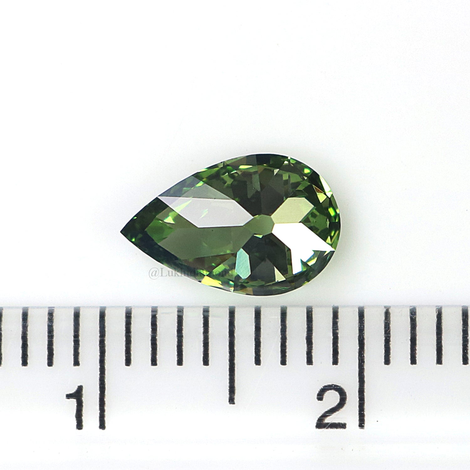 0.97 CT IGI Certified Pear Old European Cut Diamond Fancy Vivid Green Color VS1 Clarity Lab Grown Diamond Lab Created Lab Diamond L3662