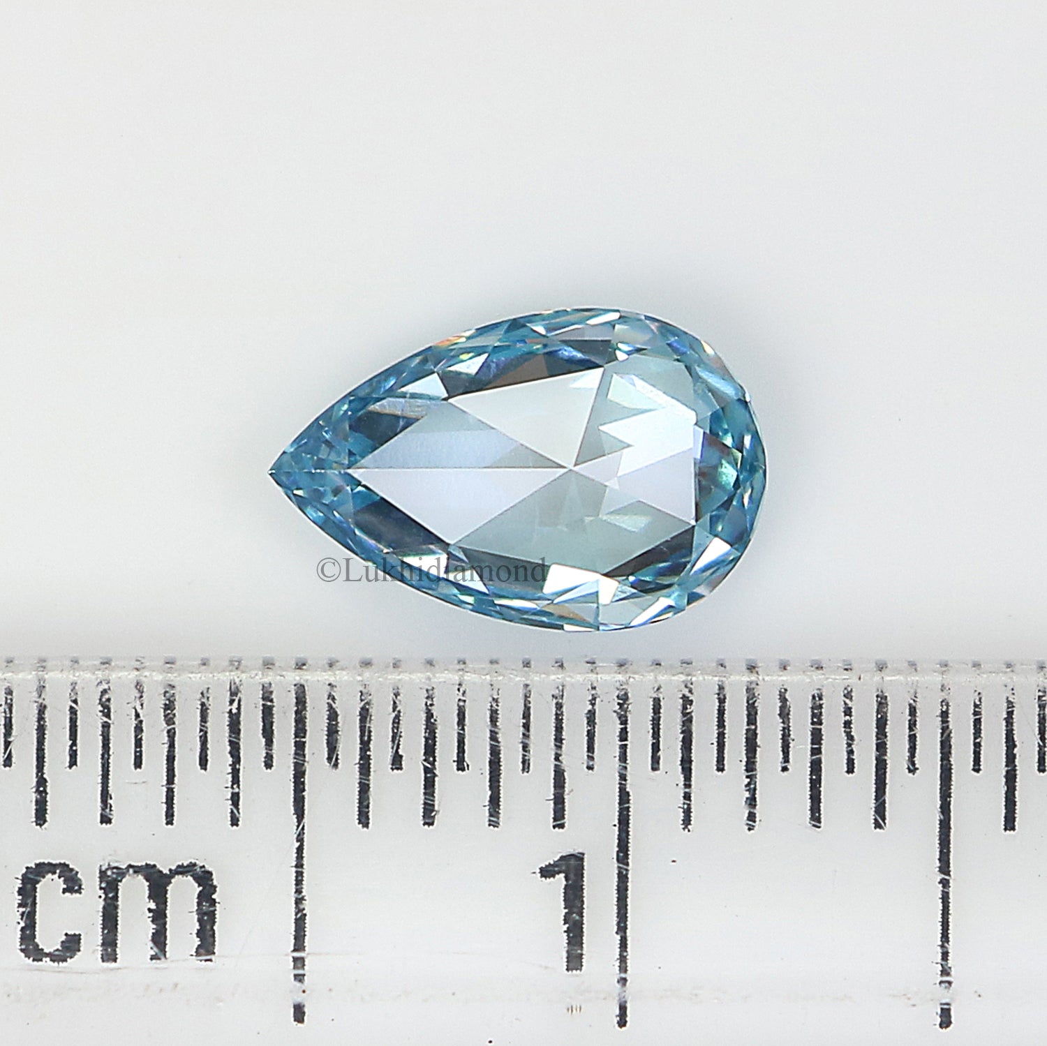0.70 CT IGI Certified Pear Rose Cut Diamond Fancy Vivid Blue Color VS1 Clarity Diamond Lab Grown Diamond Lab Created Pear Diamond L3309