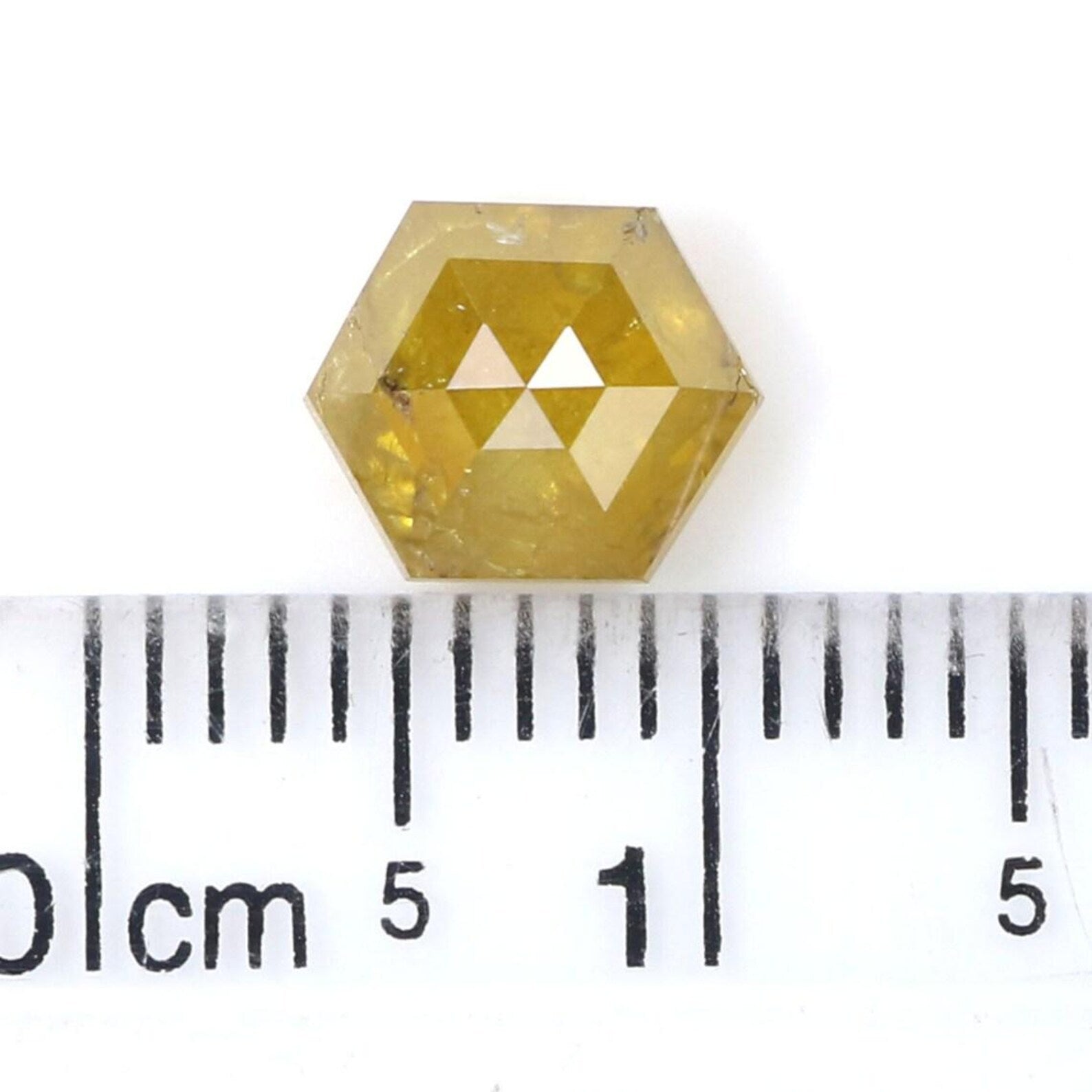 1.53 CT Natural Loose Hexagon Shape Diamond Yellow Color Hexagon Diamond 7.50 MM Natural Loose Yellow Color Hexagon Rose Cut Diamond NQ1919