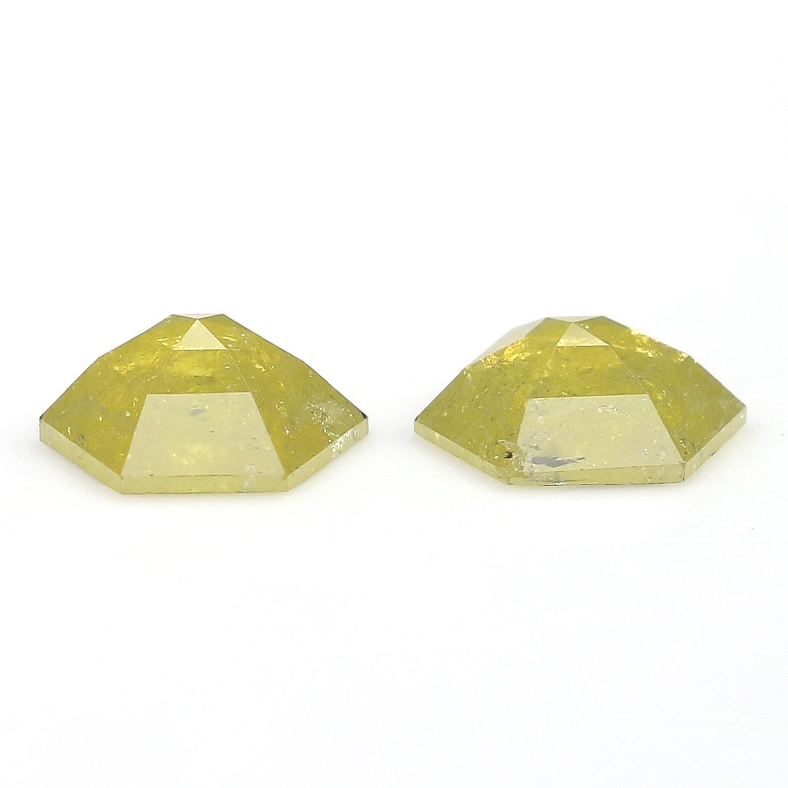 2.07 Ct Natural Loose Hexagon Shape Pair Diamond Yellow Color Hexagon Cut Diamond 6.70 MM Natural Diamond Hexagon Rose Cut Diamond NQ7999