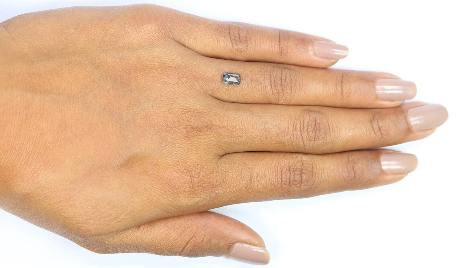 0.60 CT Natural Loose Emerald Shape Diamond Salt And Pepper Emerald Diamond 6.15 MM Natural Black Grey Color Emerald Rose Cut Diamond NQ1089