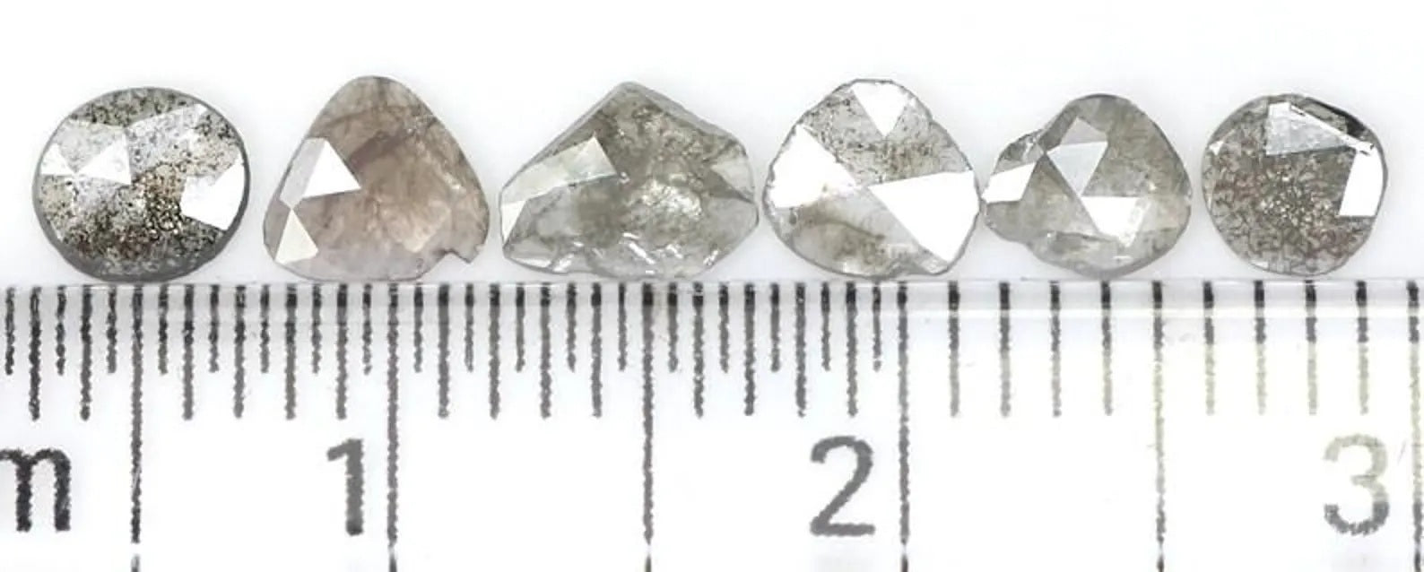 0.75 CT Natural Loose Slice Shape Diamond Salt And Pepper Irregular Cut Diamond 3.60 MM Black Grey Color Slice Shape Rose Cut Diamond NQ1645